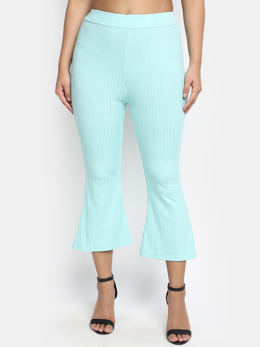 

V-Mart Women Mid-Rise Cotton Slim Fit Trousers, Blue