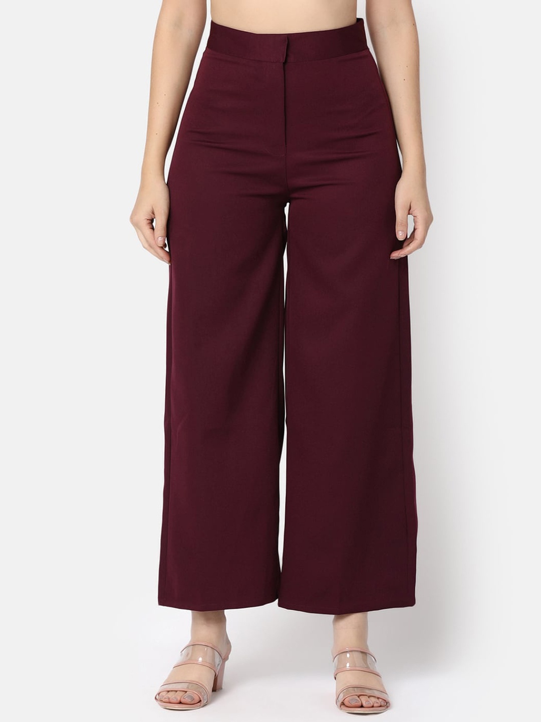 

V-Mart Women Regular Fit Mid-Rise Parallel Trousers, Maroon