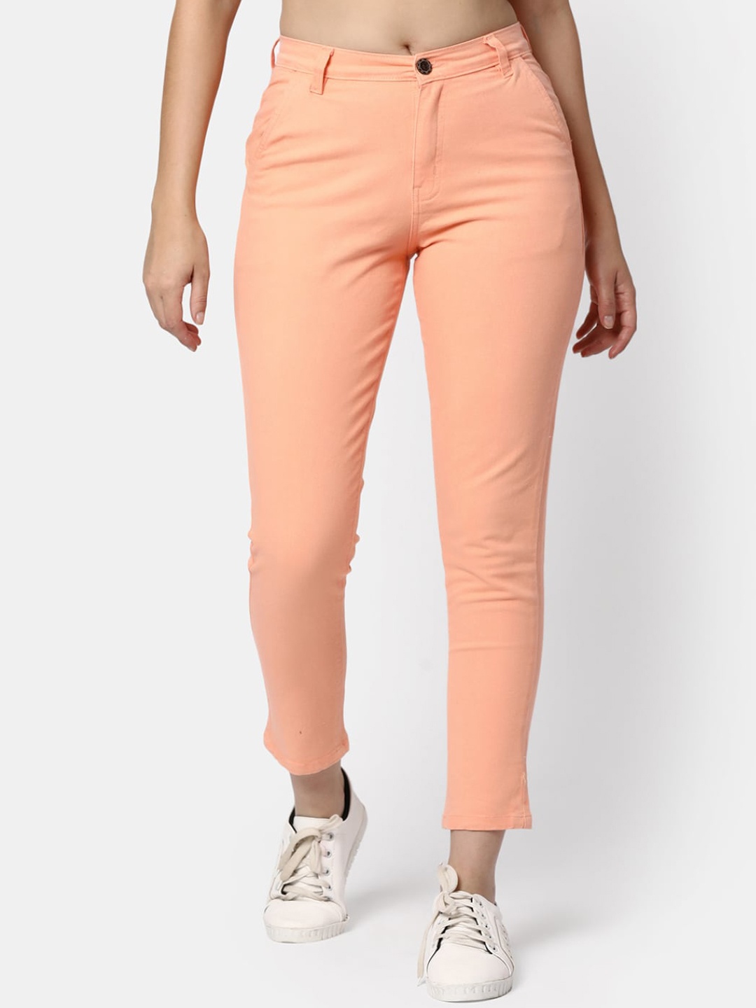 

V-Mart Women Regular Fit Mid-Rise Trousers, Peach