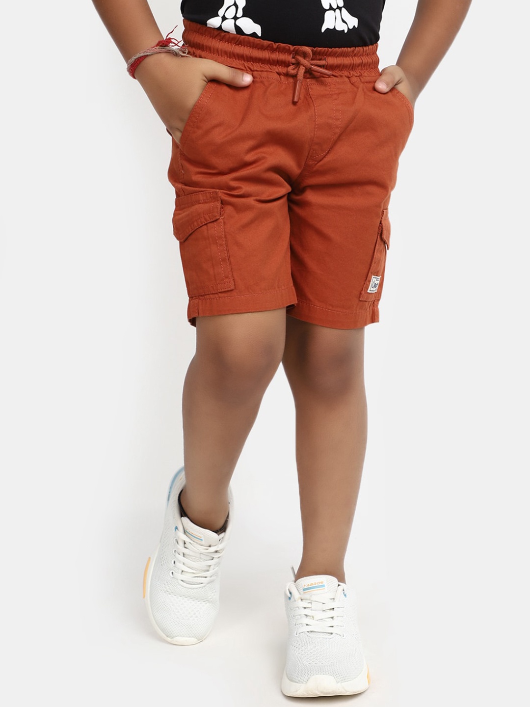 

V-Mart Boys Regular Fit Mid-Rise Cotton Cargo Shorts, Rust