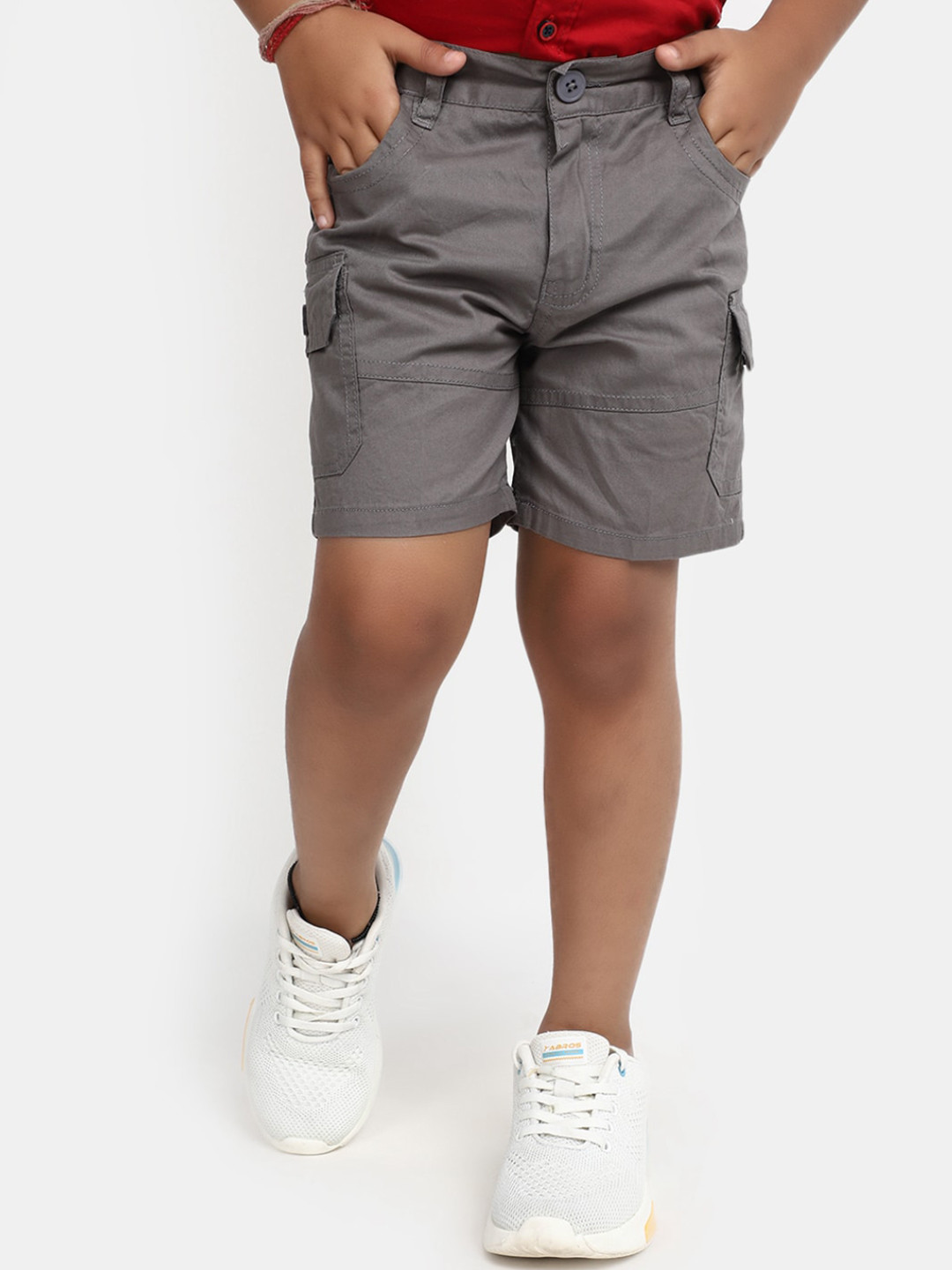 

V-Mart Boys Regular Fit Mid-Rise Cargo Shorts, Grey