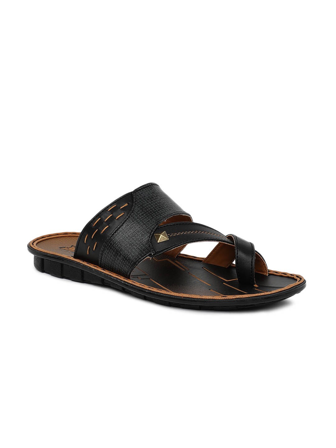 

Paragon Men Textured PU Comfort Sandals, Black