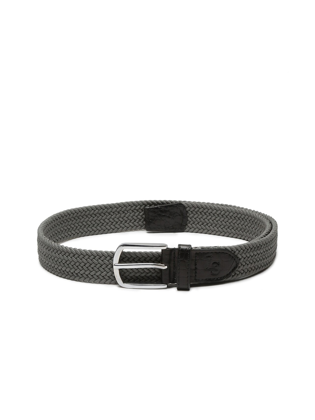 

LOUIS STITCH Men Braided Stretchable Belt With Leather End, Grey