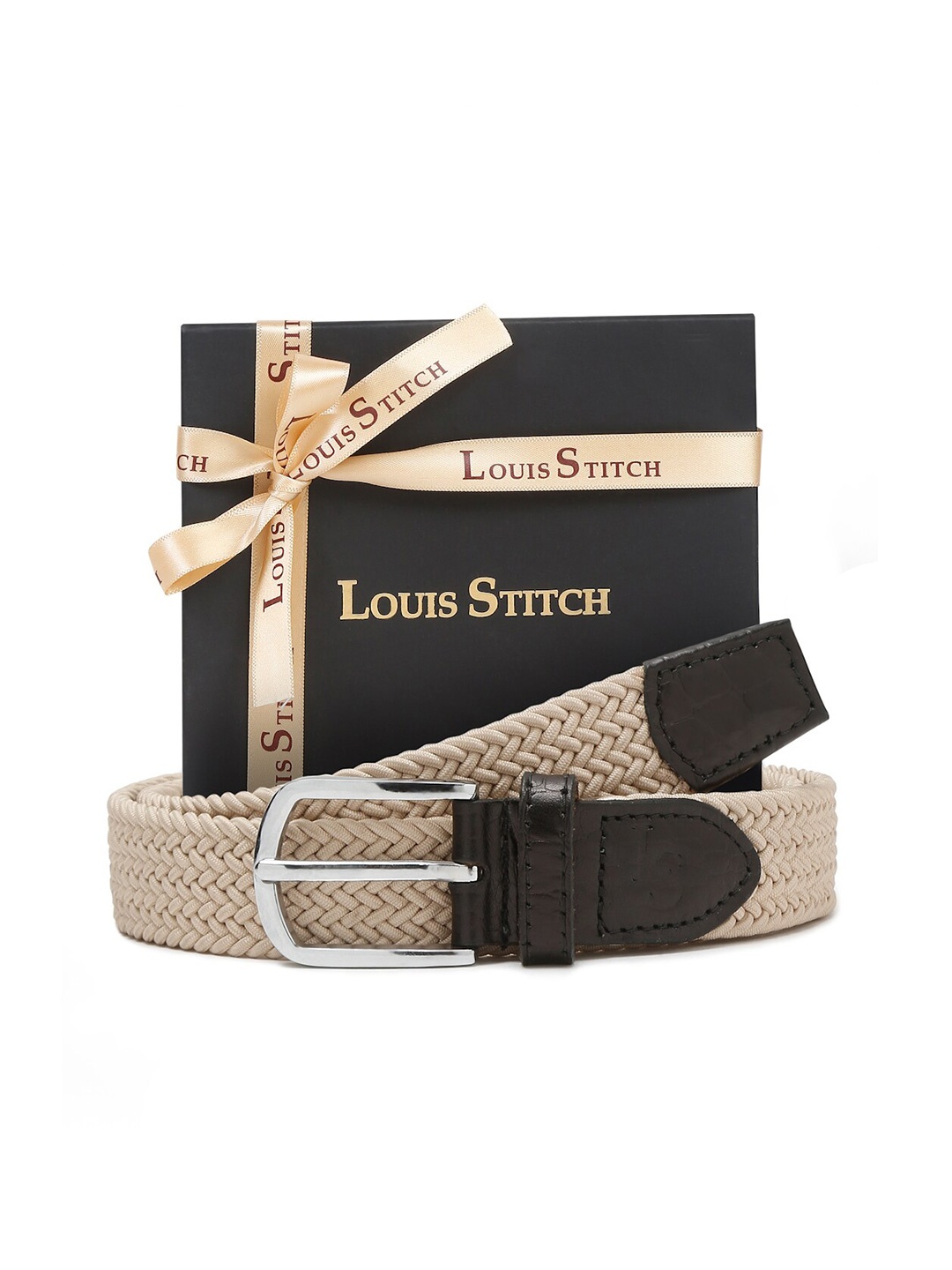 

LOUIS STITCH Men Premium Leather Casual Belt, Cream