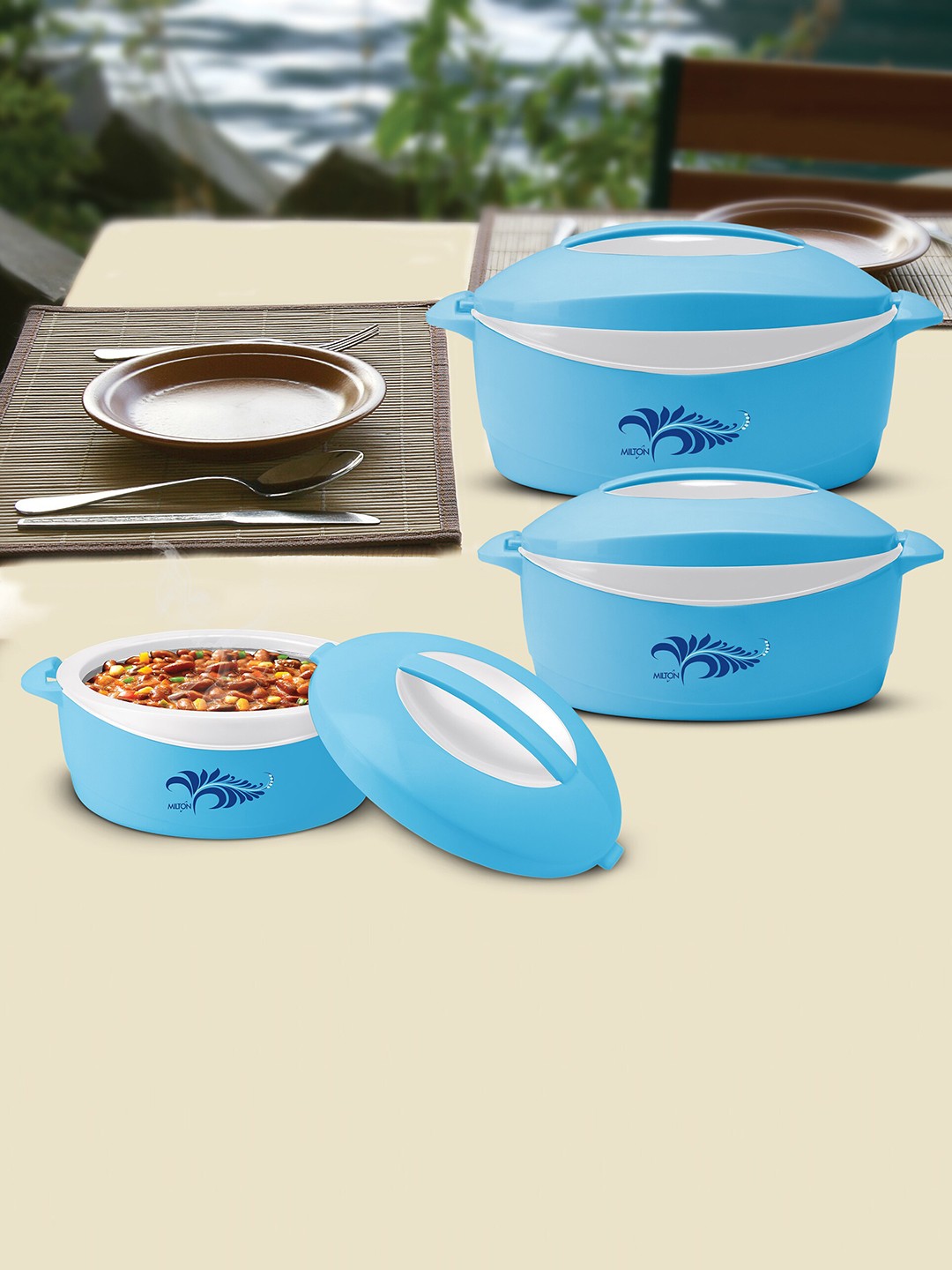 

Milton Delight Jr 3 Pieces Yellow Serving Casseroles, Blue