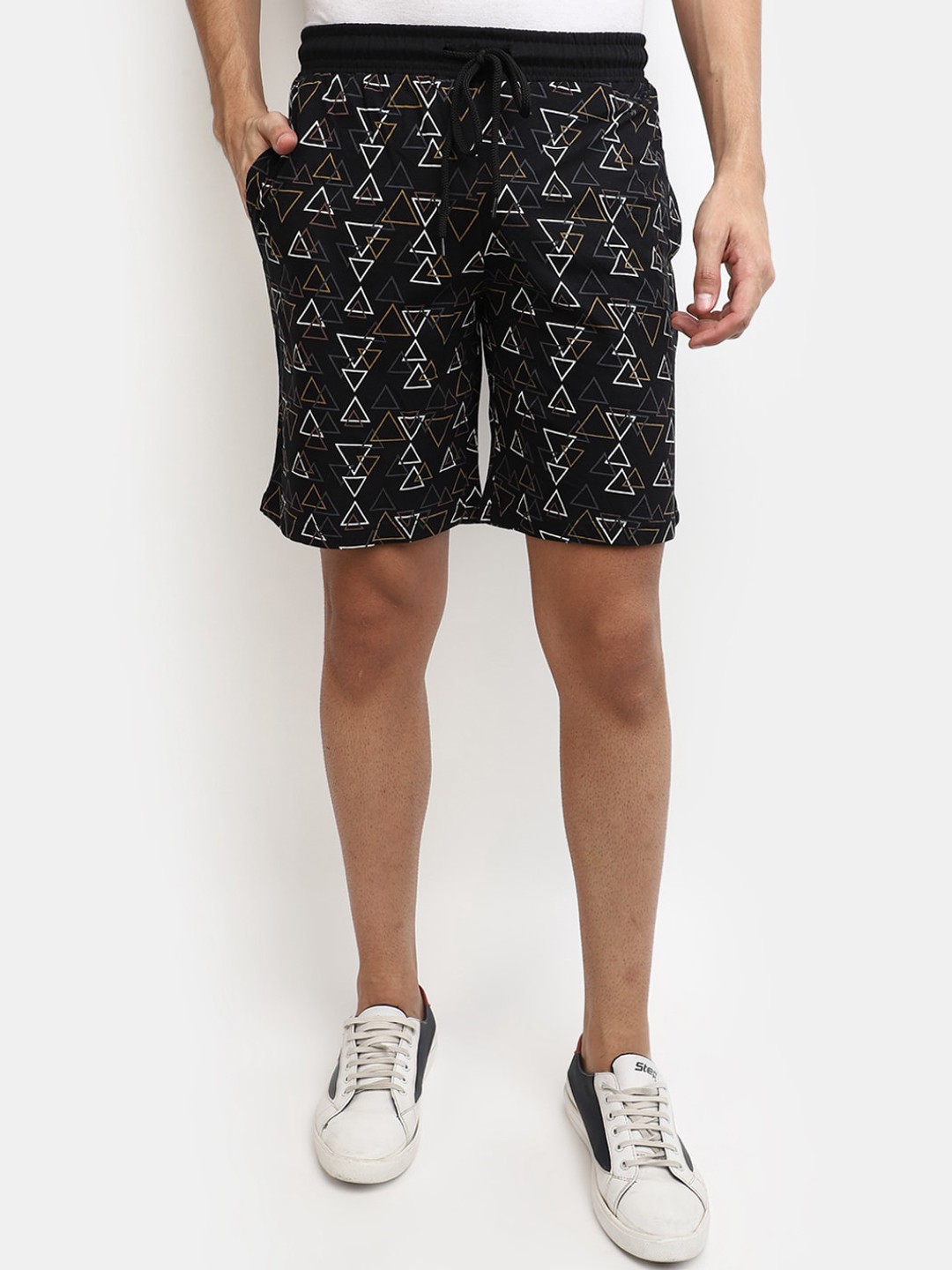 

V-Mart Men Printed Mid-Rise Cotton Shorts, Black
