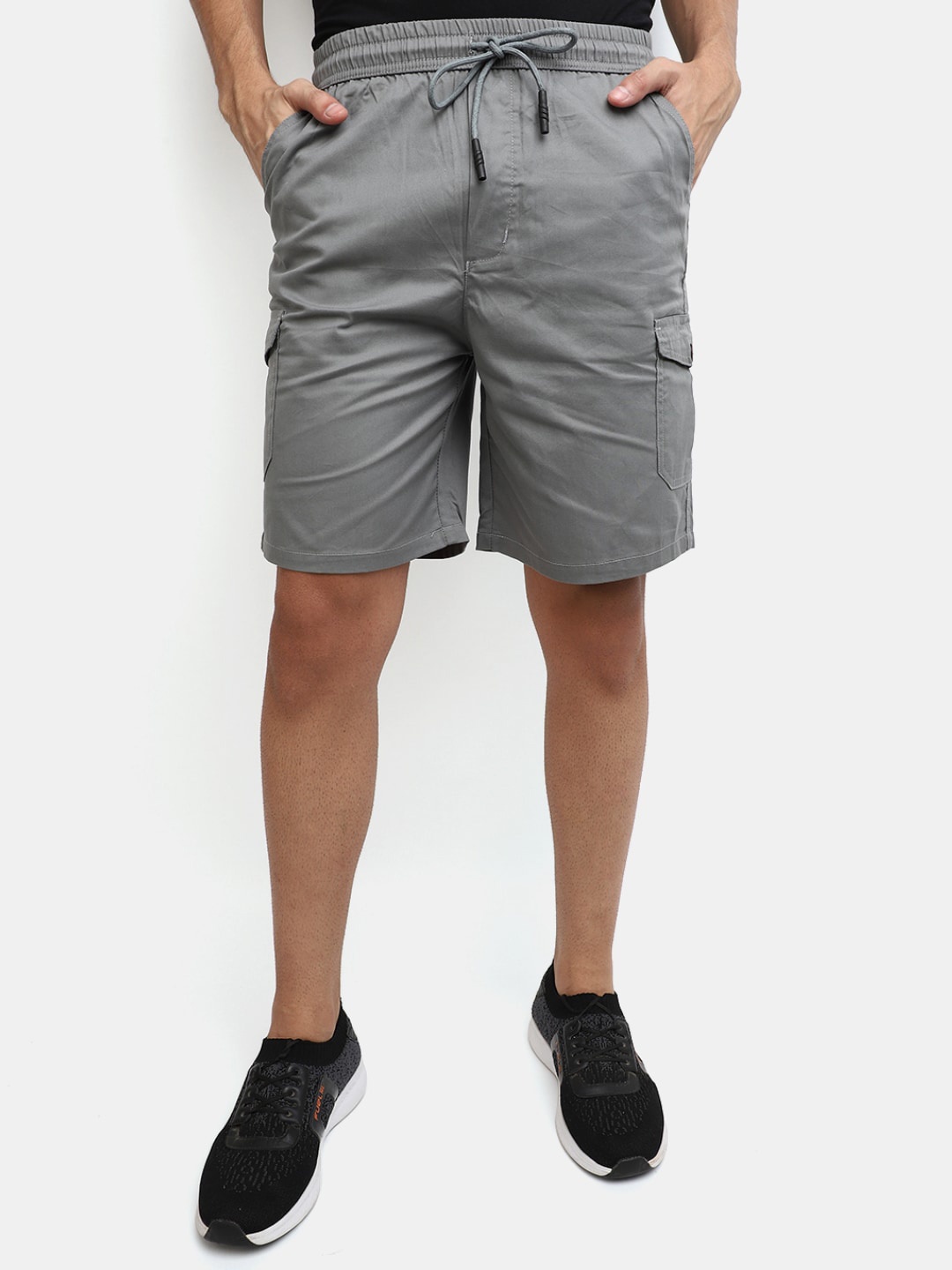 

V-Mart Men Mid-Rise Cotton Cargo Shorts, Grey