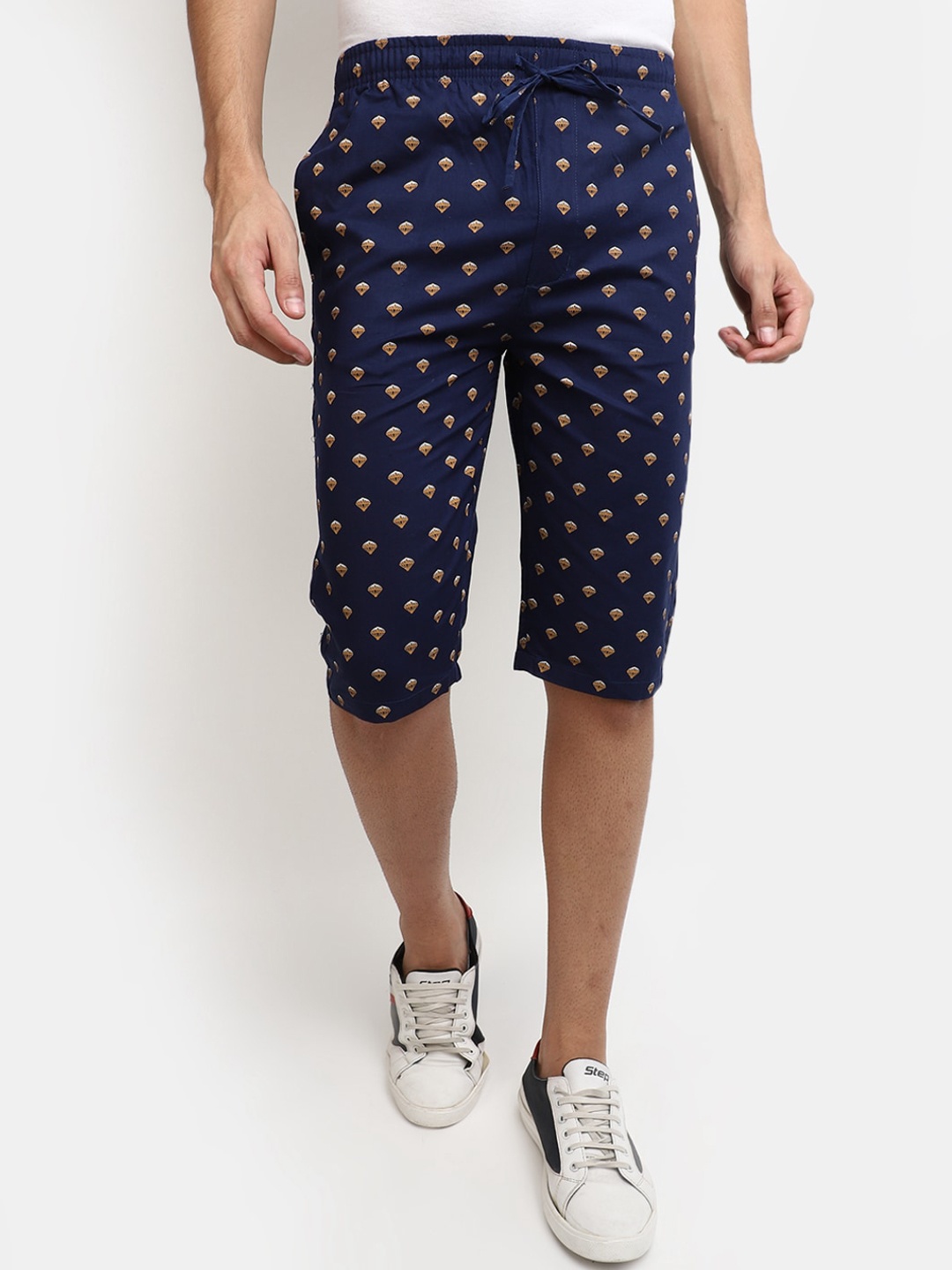 

V-Mart Men Printed Mid-Rise Cotton Shorts, Blue