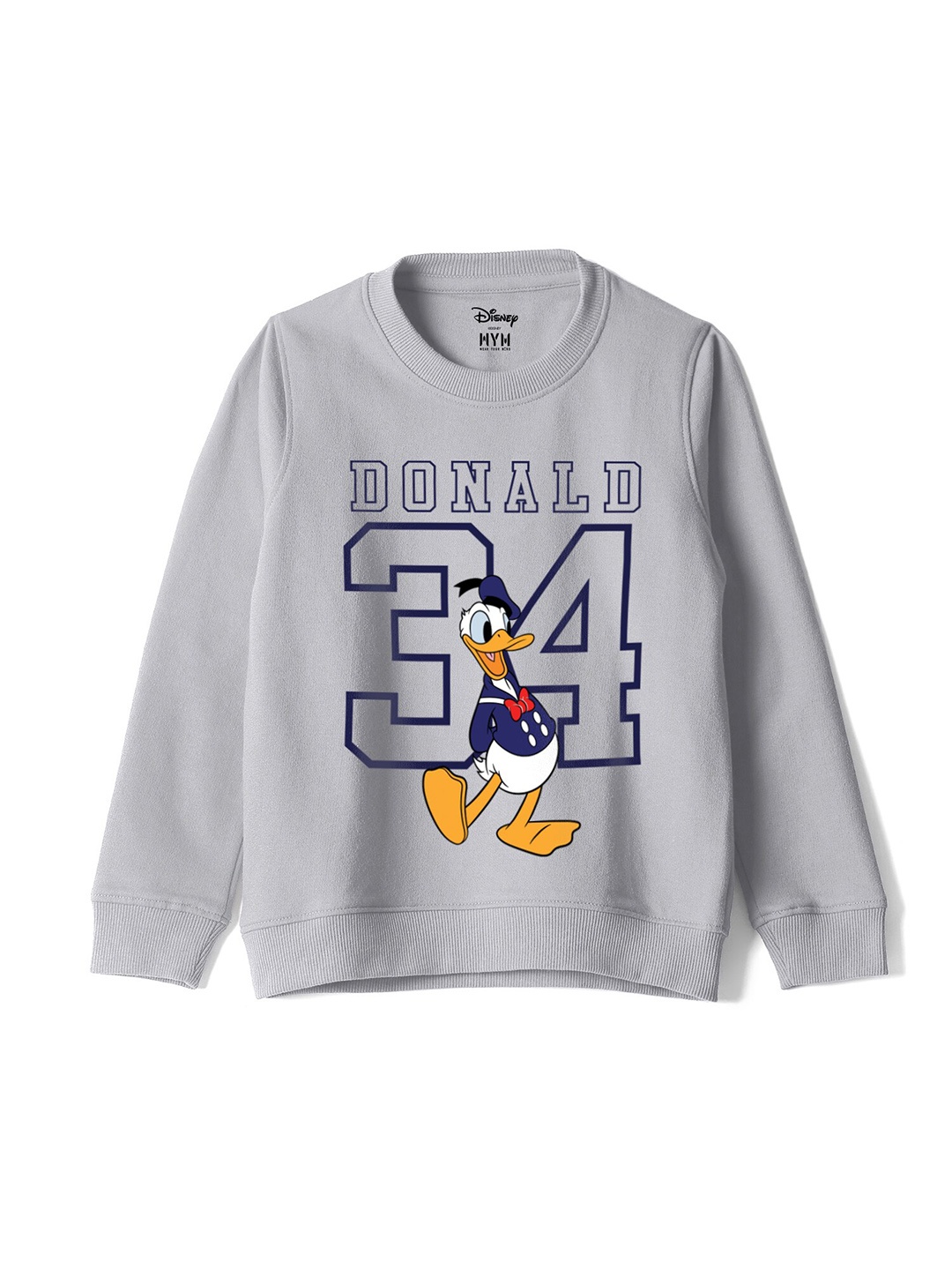 

Wear Your Mind Boys Printed Donald Duck Cotton Sweatshirt, Grey