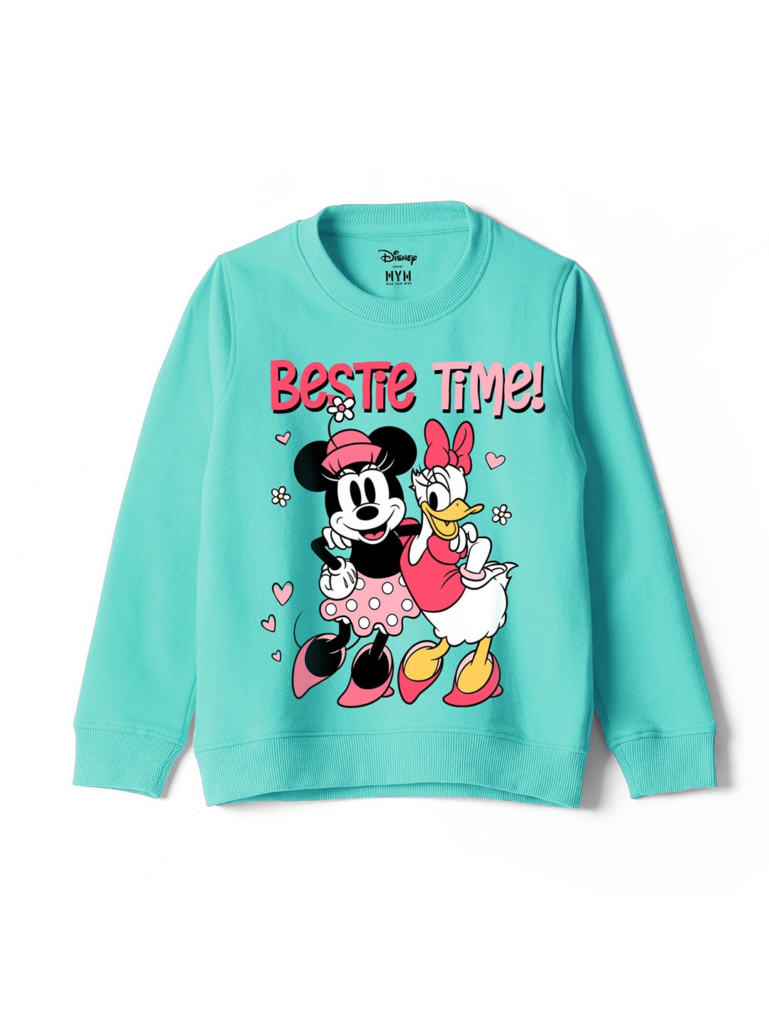 

Wear Your Mind Girls Printed Minnie Mouse Pure Cotton Sweatshirt, Turquoise blue