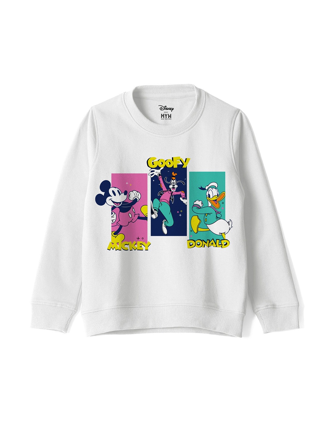 

Wear Your Mind Boys Mickey Mouse Printed Round Neck Cotton Sweatshirt, White