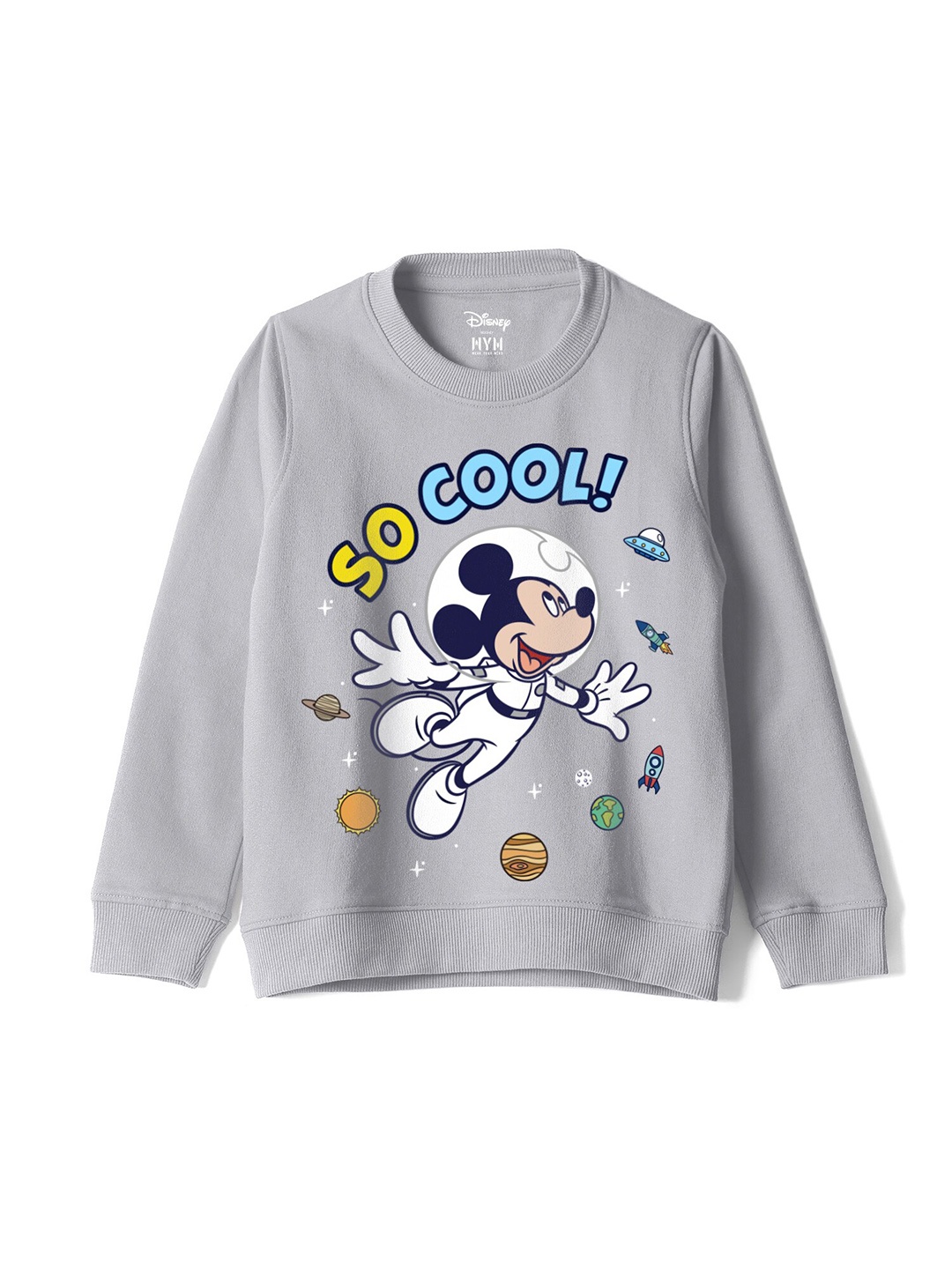 

Wear Your Mind Boys Mickey Mouse Printed Round Neck Cotton Sweatshirt, Grey