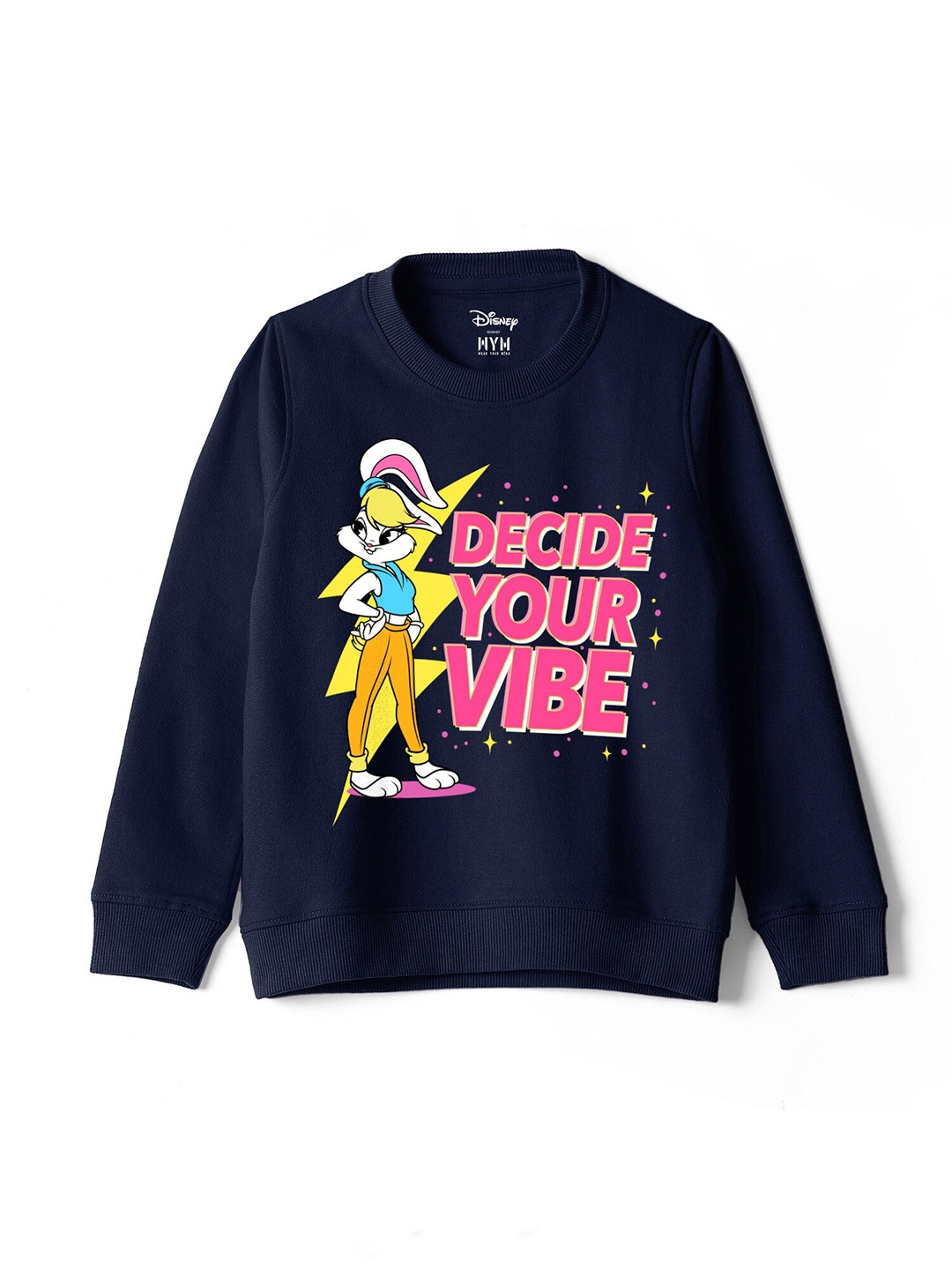 

Wear Your Mind Girls Looney Tunes Printed Round Neck Cotton Sweatshirt, Navy blue