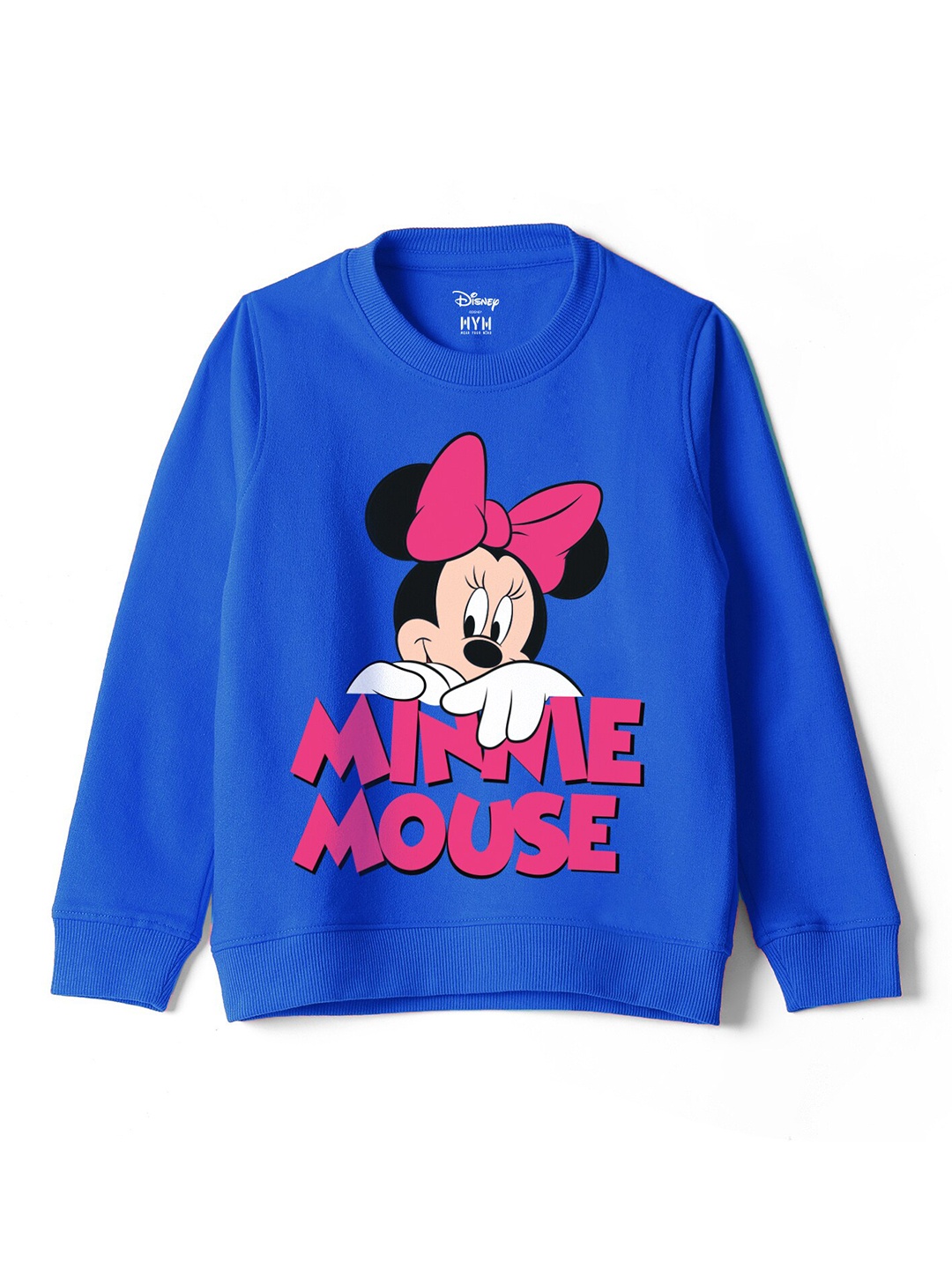 

Wear Your Mind Girls Minnie Mouse Printed Long Sleeves Pure Cotton Sweatshirt, Blue