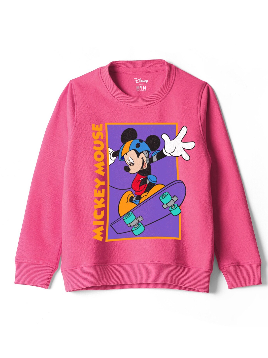 

Wear Your Mind Boys Mickey Mouse Printed Long Sleeves Pure Cotton Sweatshirt, Pink