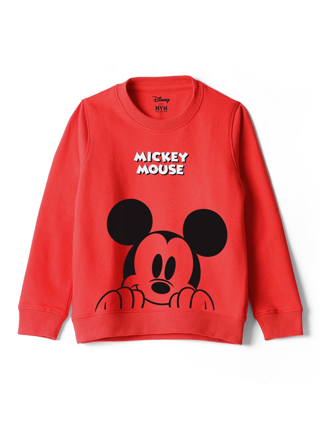 

Wear Your Mind Girls Mickey Mouse Printed Long Sleeves Pure Cotton Sweatshirt, Red