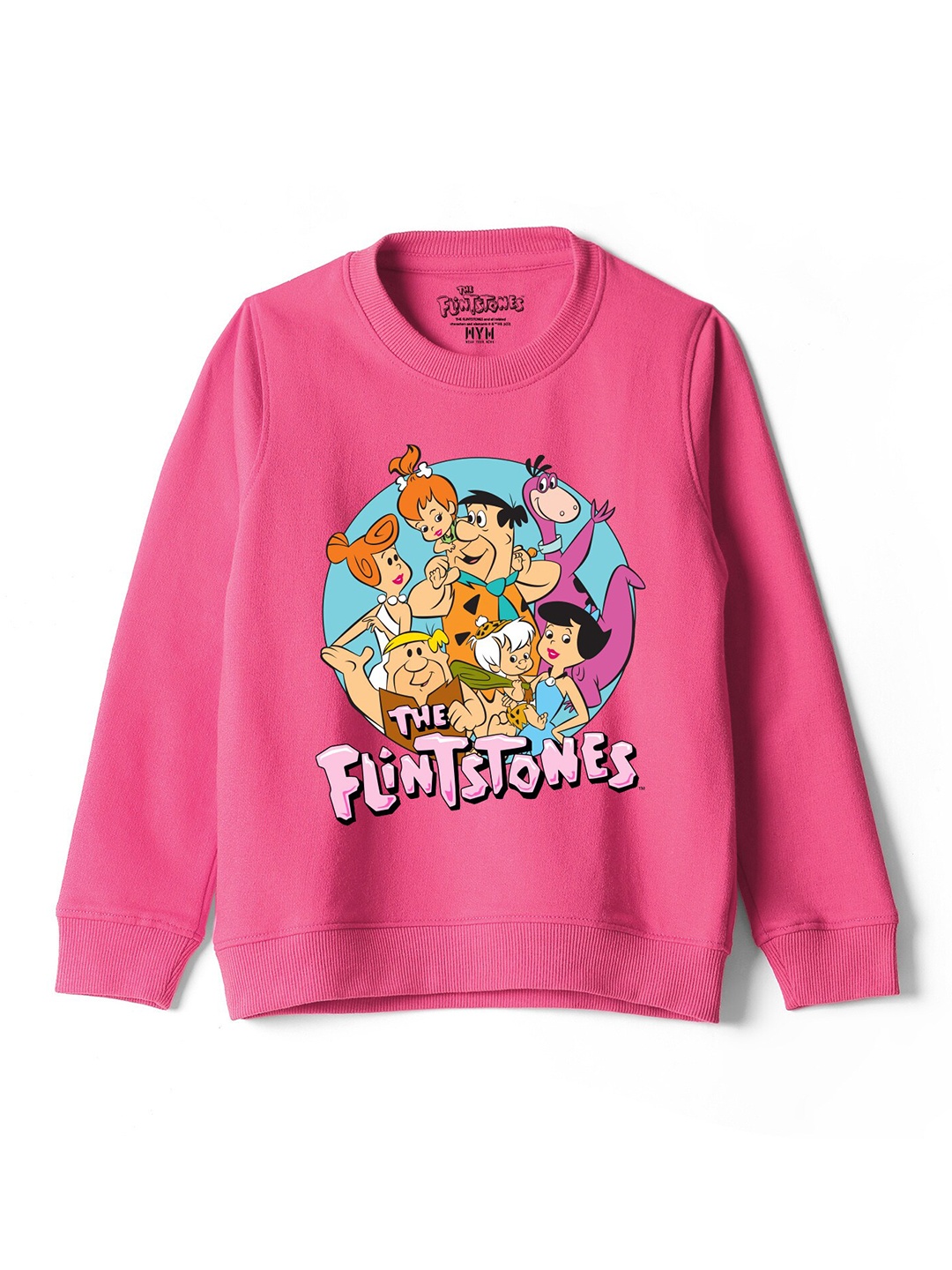 

Wear Your Mind Girls Flintstones Printed Long Sleeves Pure Cotton Sweatshirt, Pink