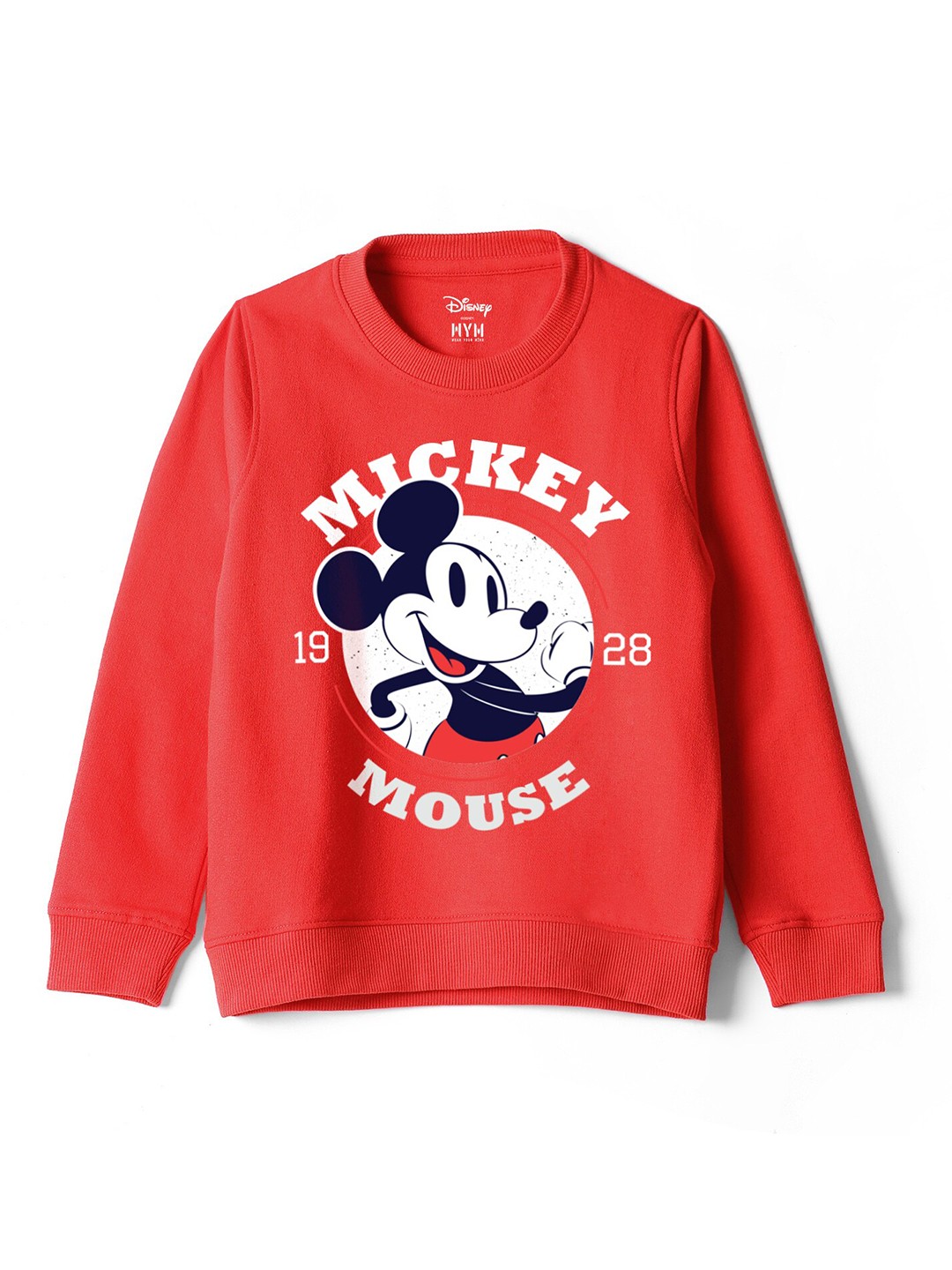 

Wear Your Mind Boys Mickey Mouse Graphic Printed Round Neck Cotton Regular Sweatshirt, Red