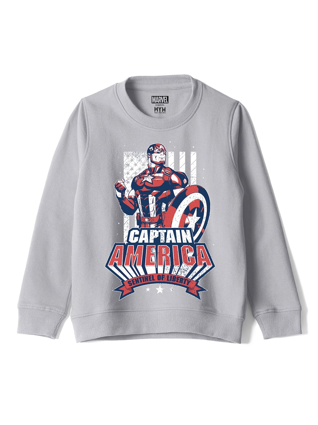 

Wear Your Mind Boys Captain America Graphic Printed Round Neck Cotton Regular Sweatshirt, Grey