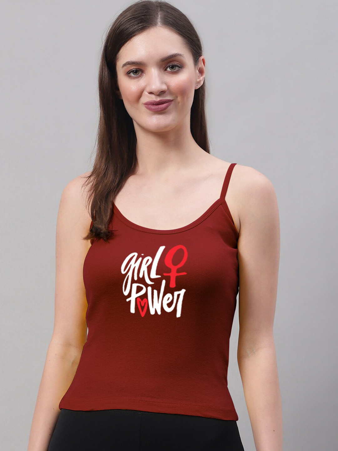

FBAR Printed Non Padded Cotton Camisole, Maroon