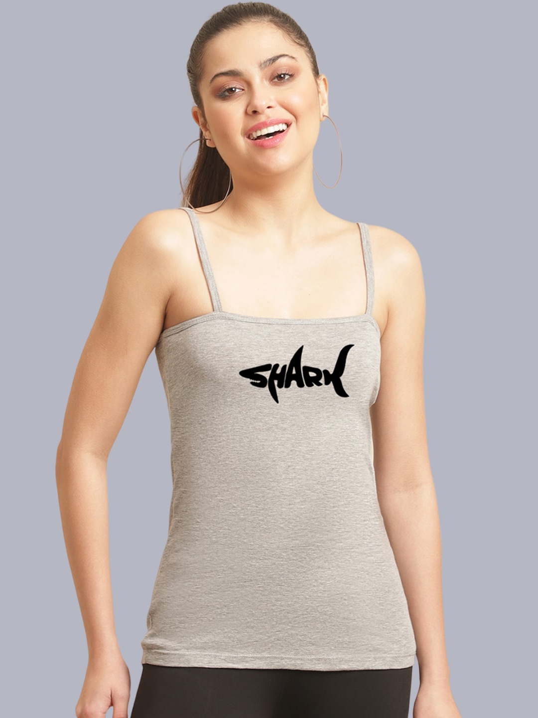 

FBAR Shark Printed Cotton Camisole, Grey