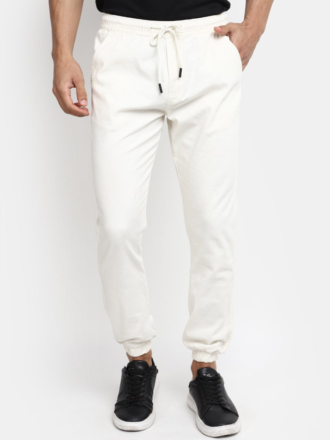 

V-Mart Men Regular Fit Cotton Mid-Rise Joggers Trousers, White