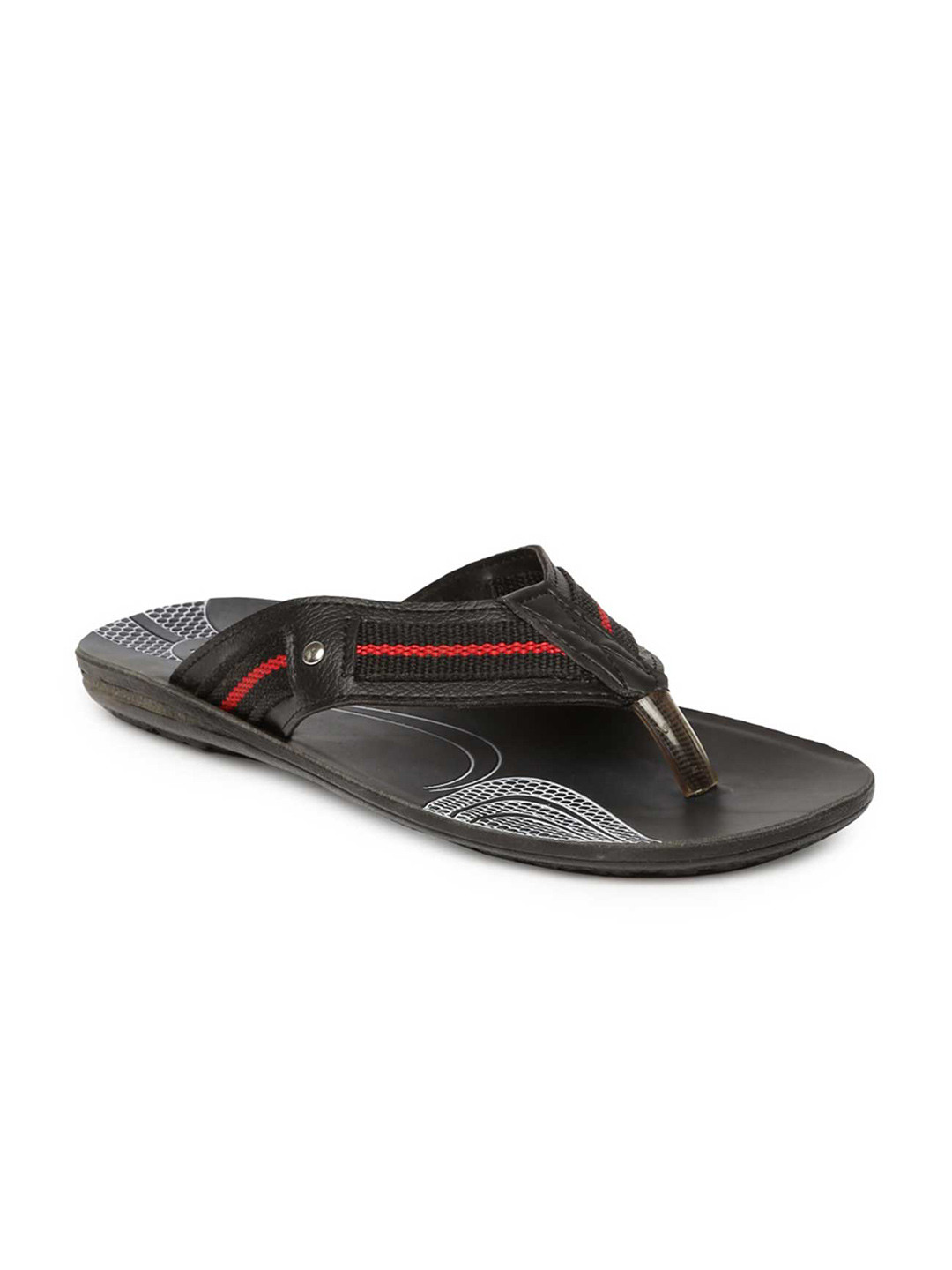 

Paragon Men Striped Thong Flip-Flops, Black