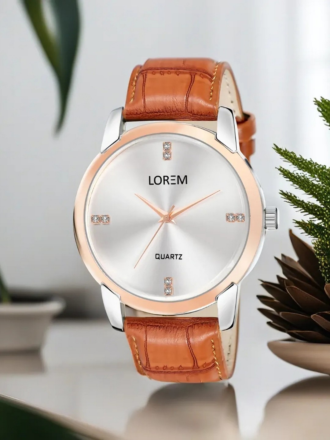 

LOREM Men Embellished Dial Leather Straps Analogue Watch LR97, Silver