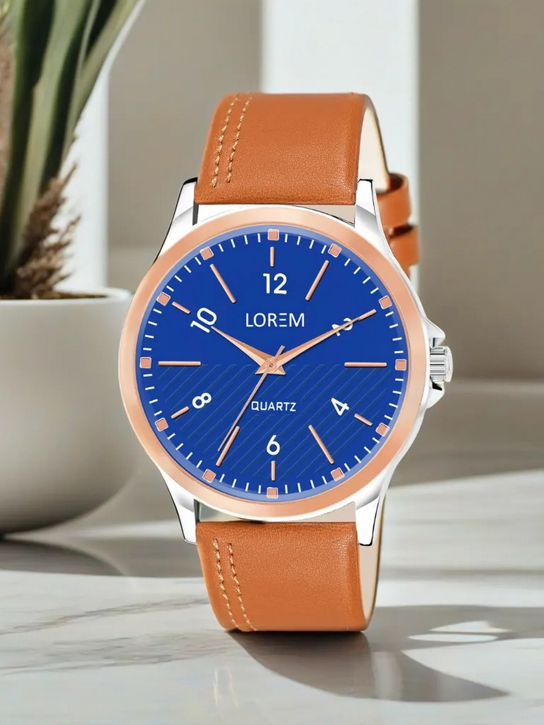 

LOREM Men Leather Straps Analogue Watch LR95, Orange