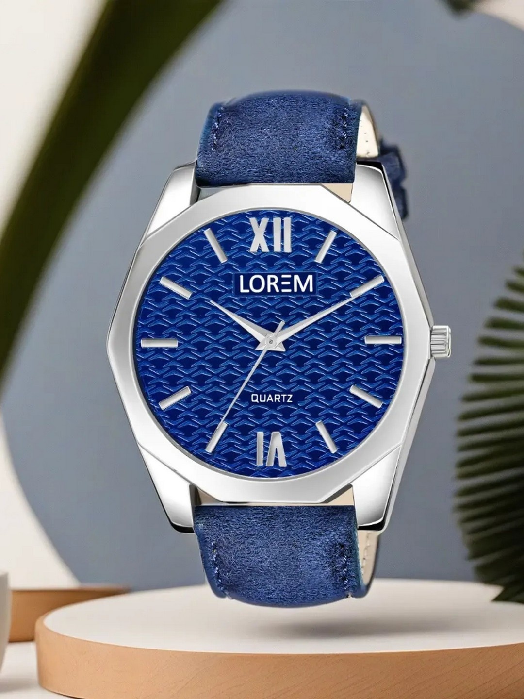 

LOREM Men Textured Dial Leather Straps Analogue Watch LR86, Blue