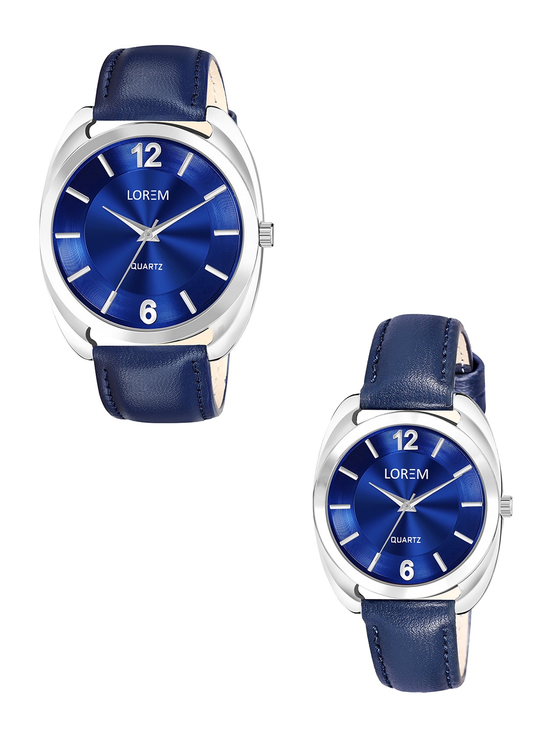 

LOREM Unisex Round His & Her Analogue Watches LR80-LR327, Blue