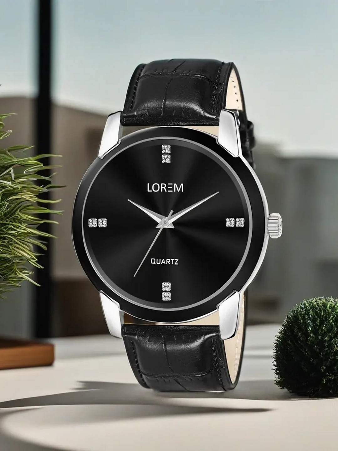 

LOREM Men Brass Dial & Leather Straps Analogue Watch LR96, Black
