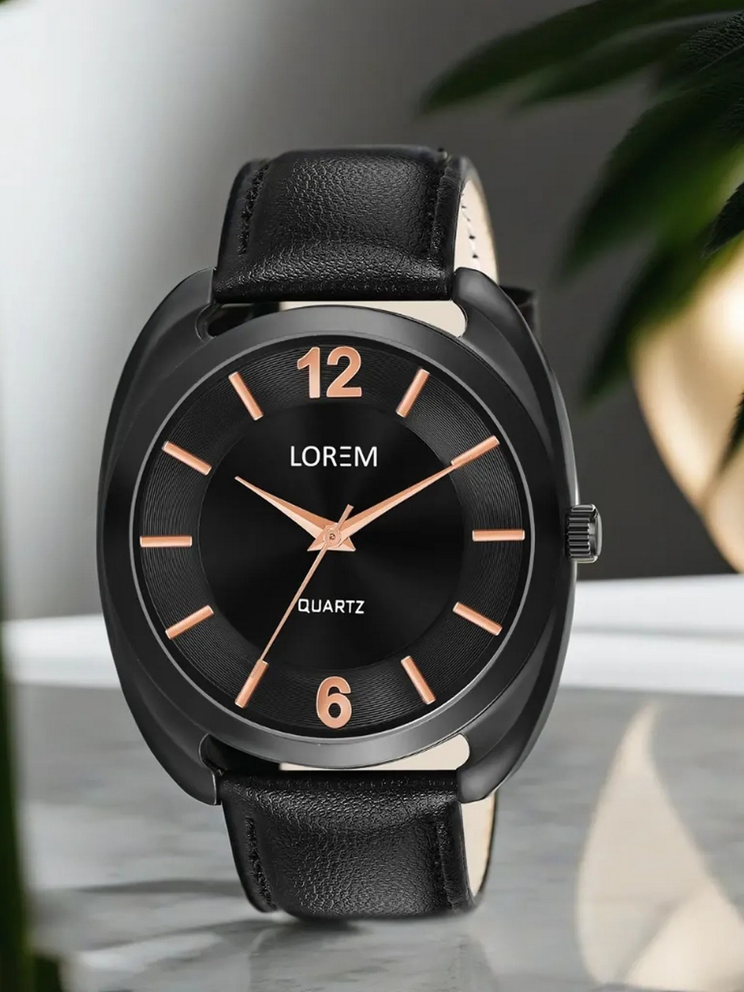 

LOREM Men Leather Straps Analogue Watch LR75, Black