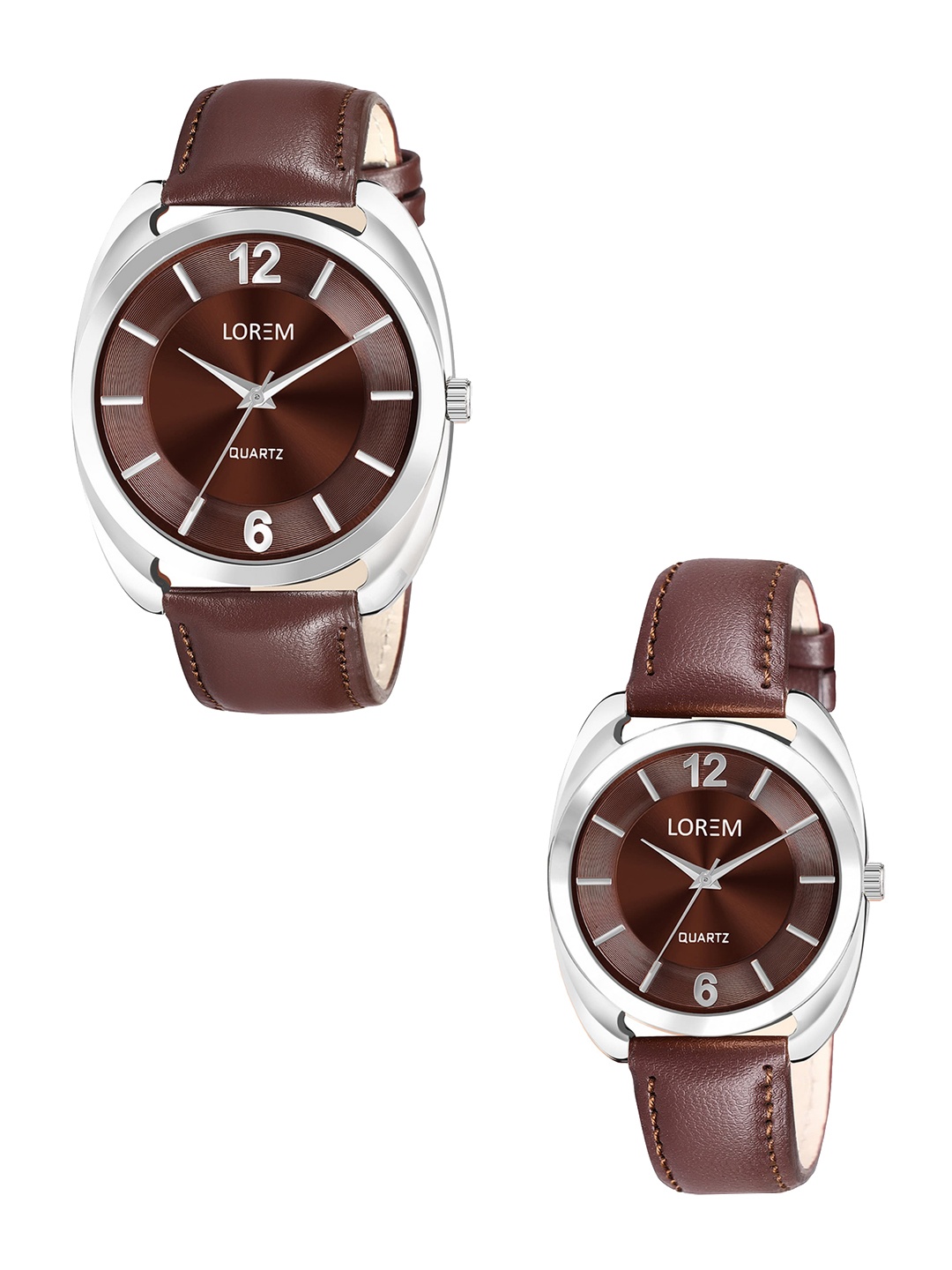 

LOREM Unisex Leather Straps Analogue Couple Watch LR79-LR326, Brown