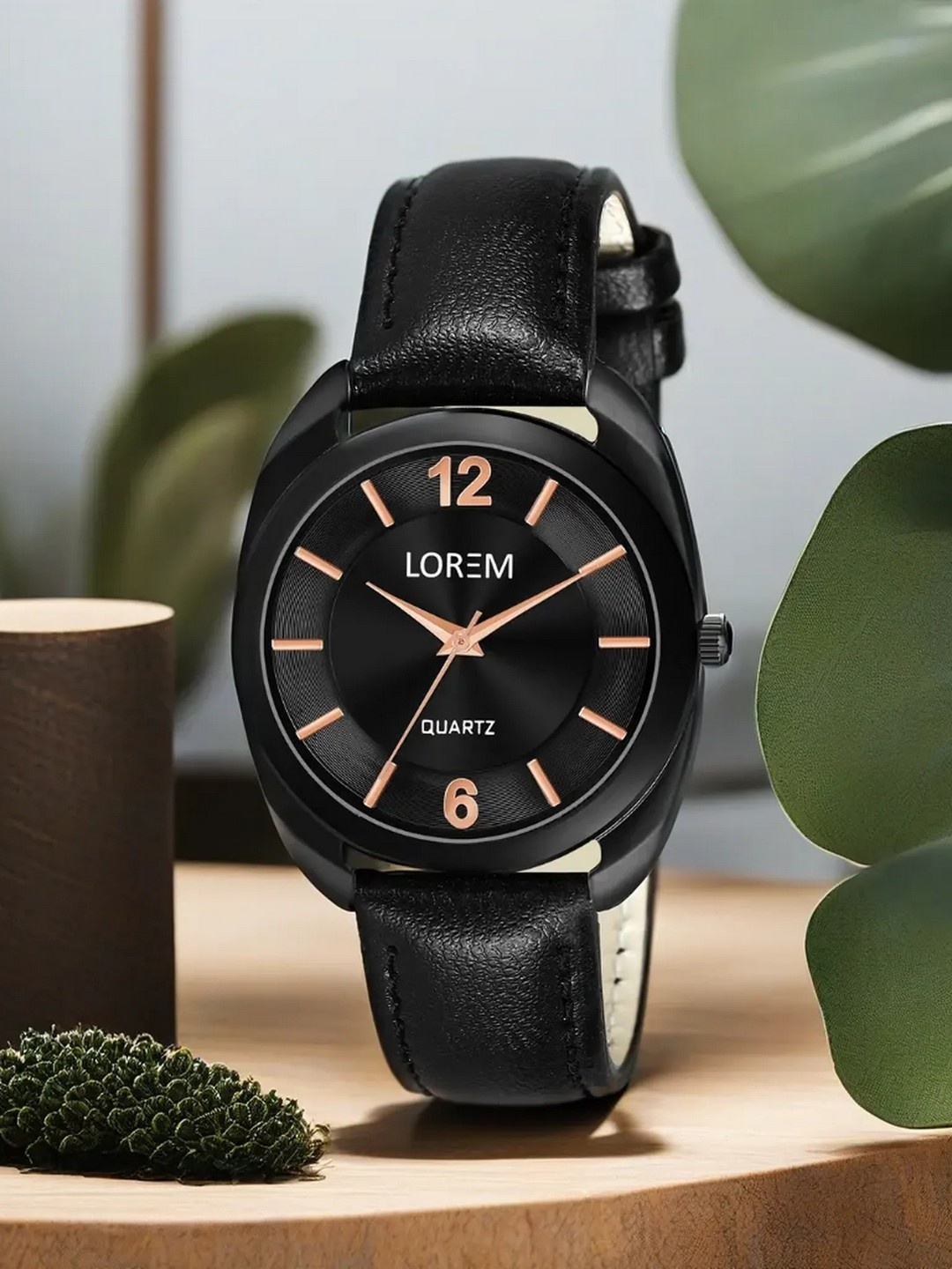 

LOREM Women Leather Straps Analogue Watch LR322, Black