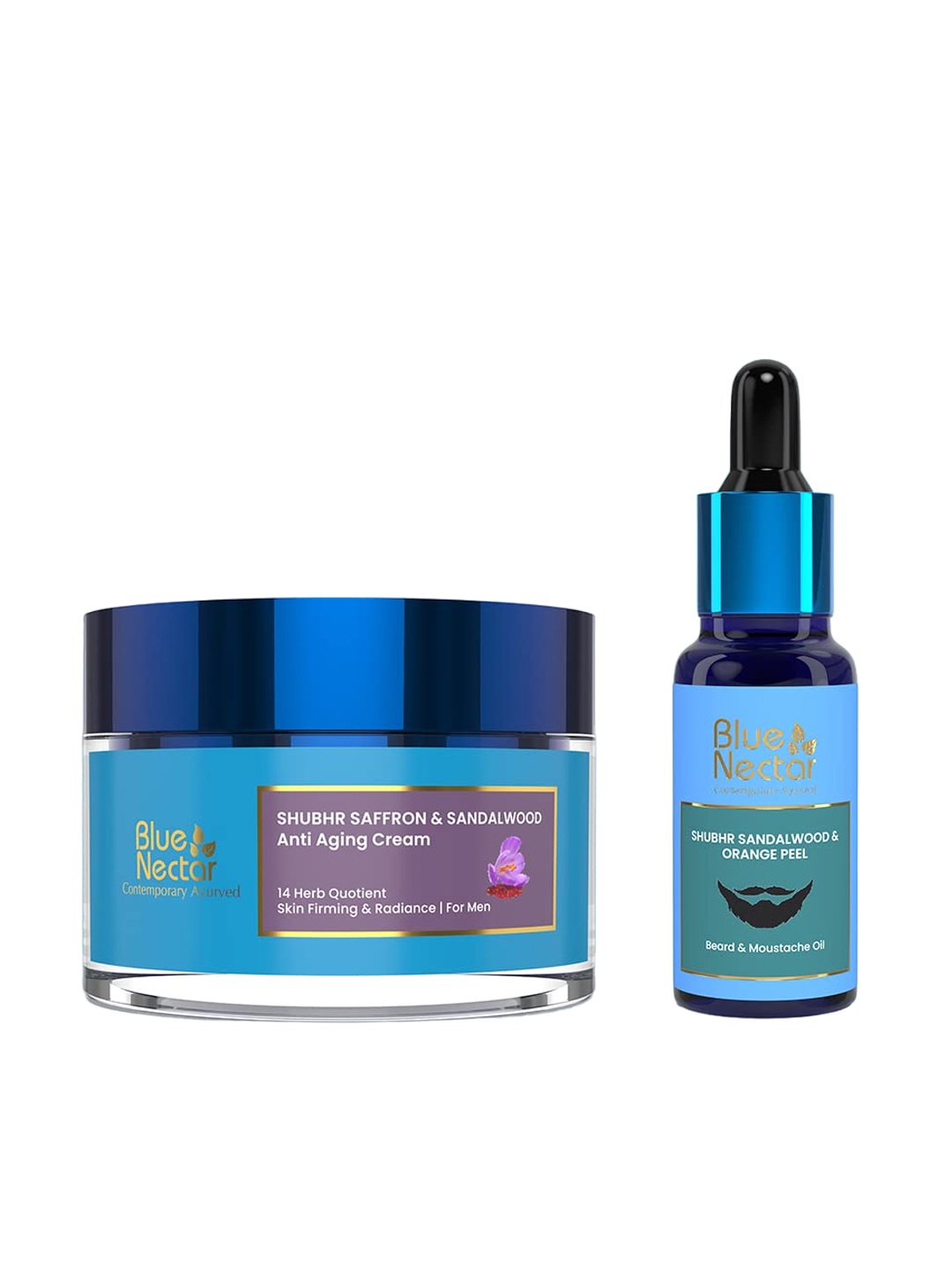 

Blue Nectar Men Set Of Anti Aging Saffron Cream & Moustache & Beard Growth Oil