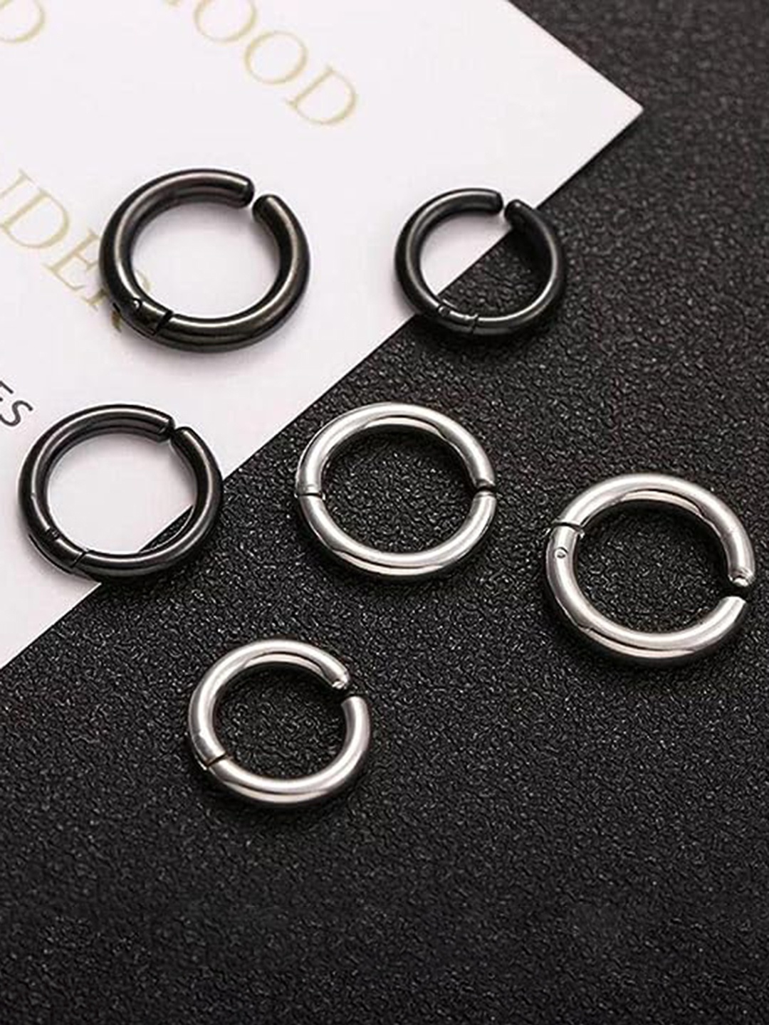 

KRYSTALZ Set of 2 Hoop Earrings, Black