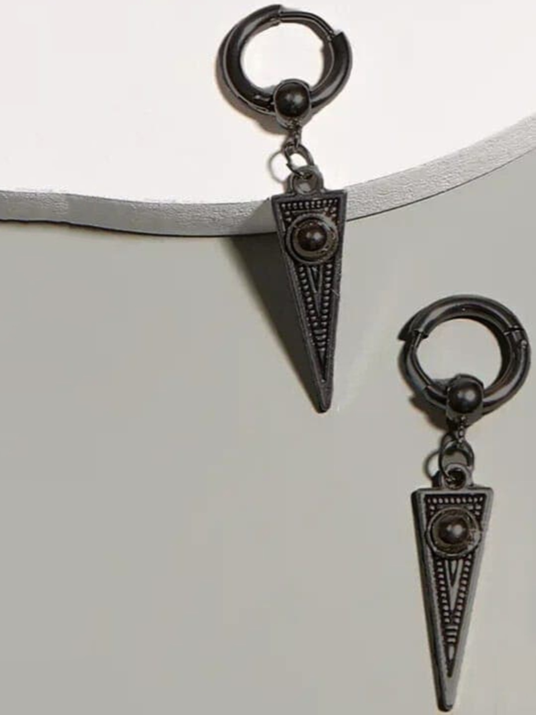 

KRYSTALZ Triangle Punk Hoop Earrings, Black