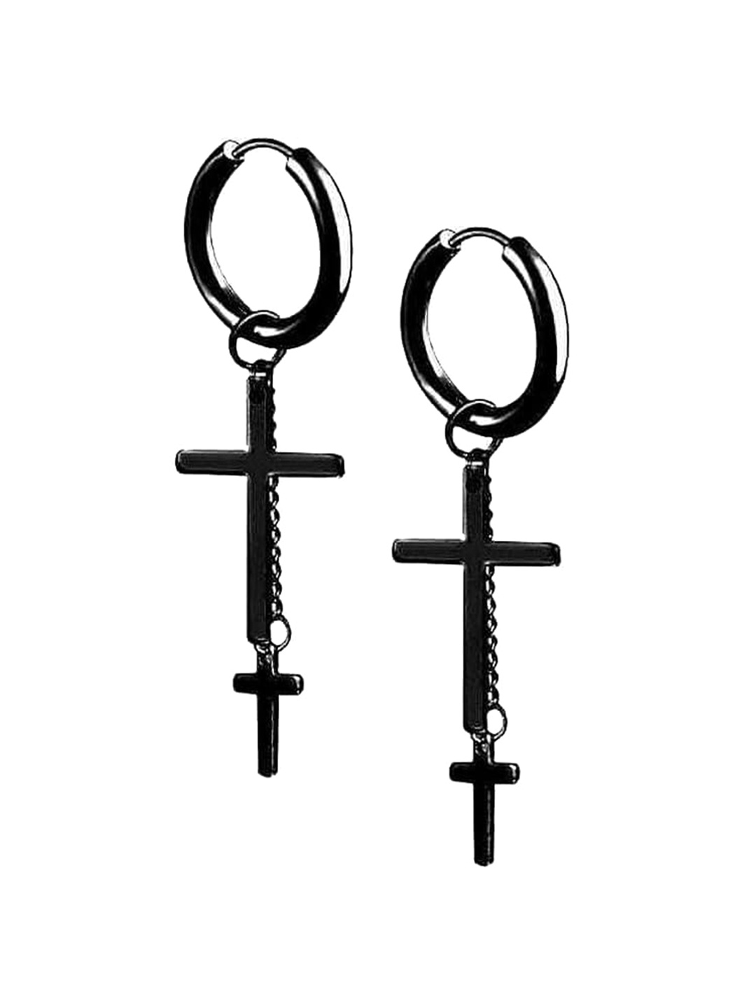 

KRYSTALZ Men Contemporary Hoop Earrings, Black