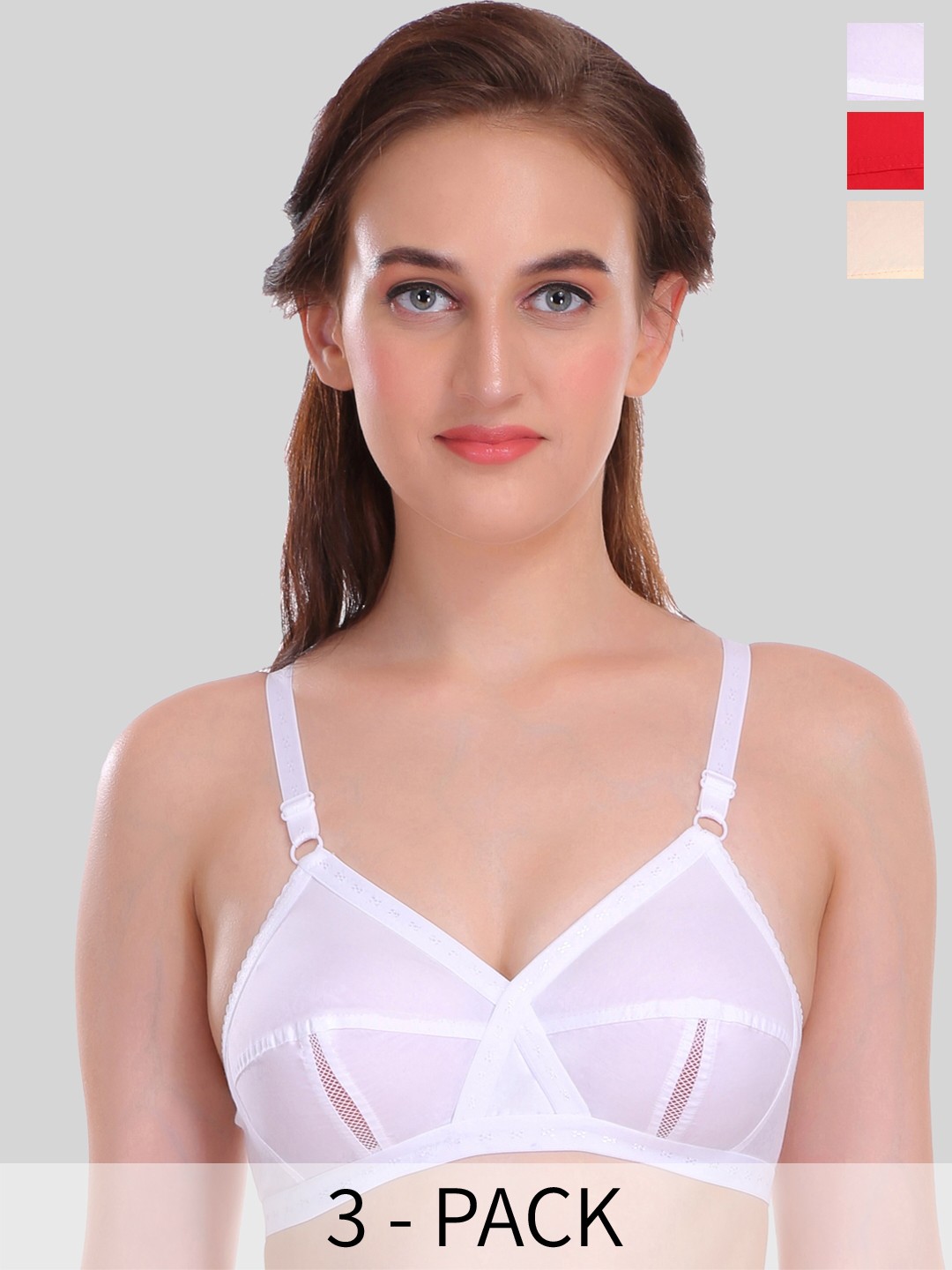 SELFCARE Pack Of 3 Rapid Dry All Day Comfort Super Support Cotton Everyday Bras, White