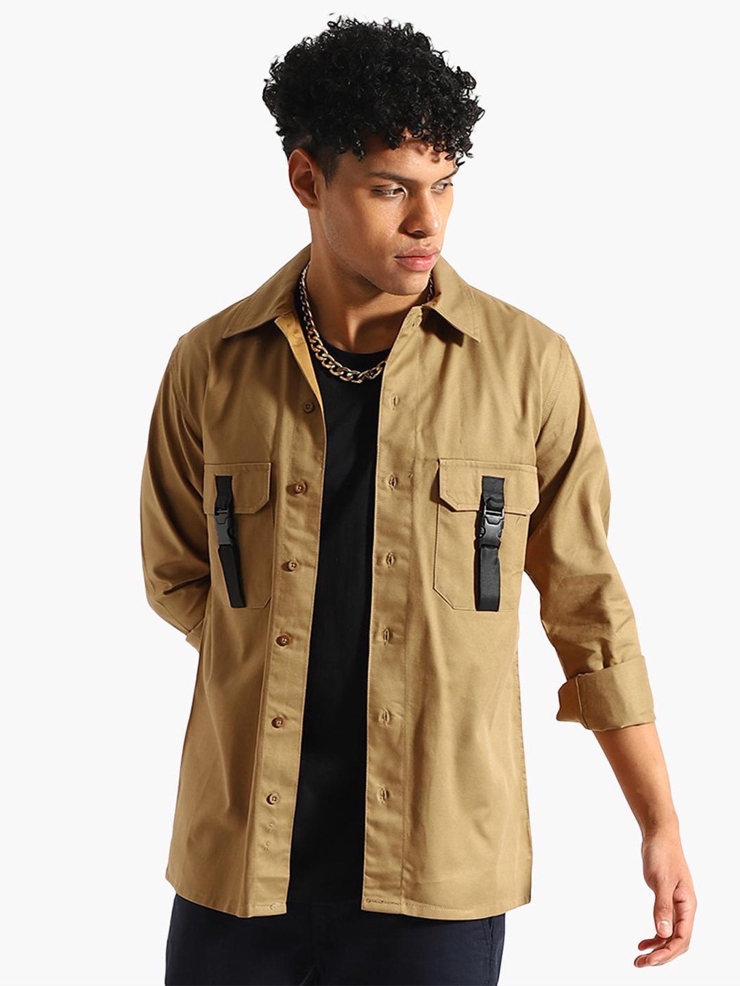 

Virgio Regular Fit Spread Collar Long Sleeves Cotton Casual Shirt, Khaki