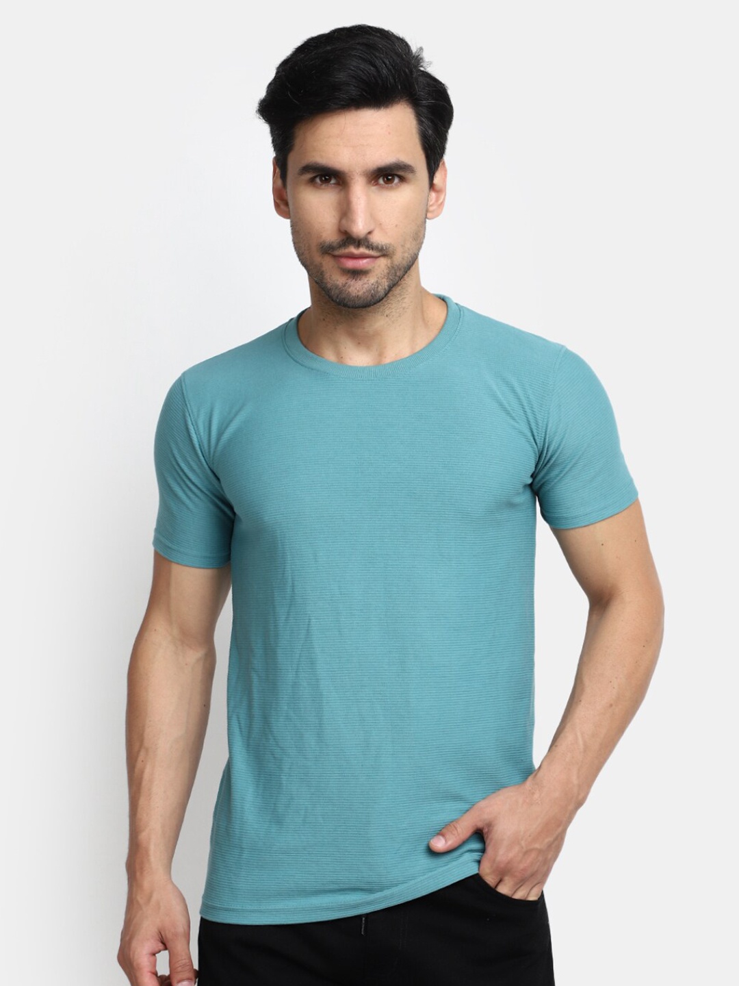 

V-Mart Round Neck Cotton Slim Fit T-shirt, Green