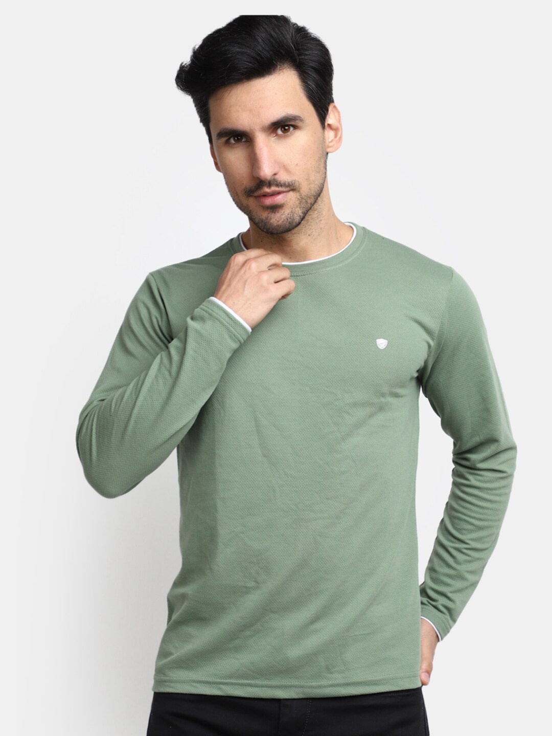 

V-Mart Round Neck Cotton Slim Fit T-shirt, Green