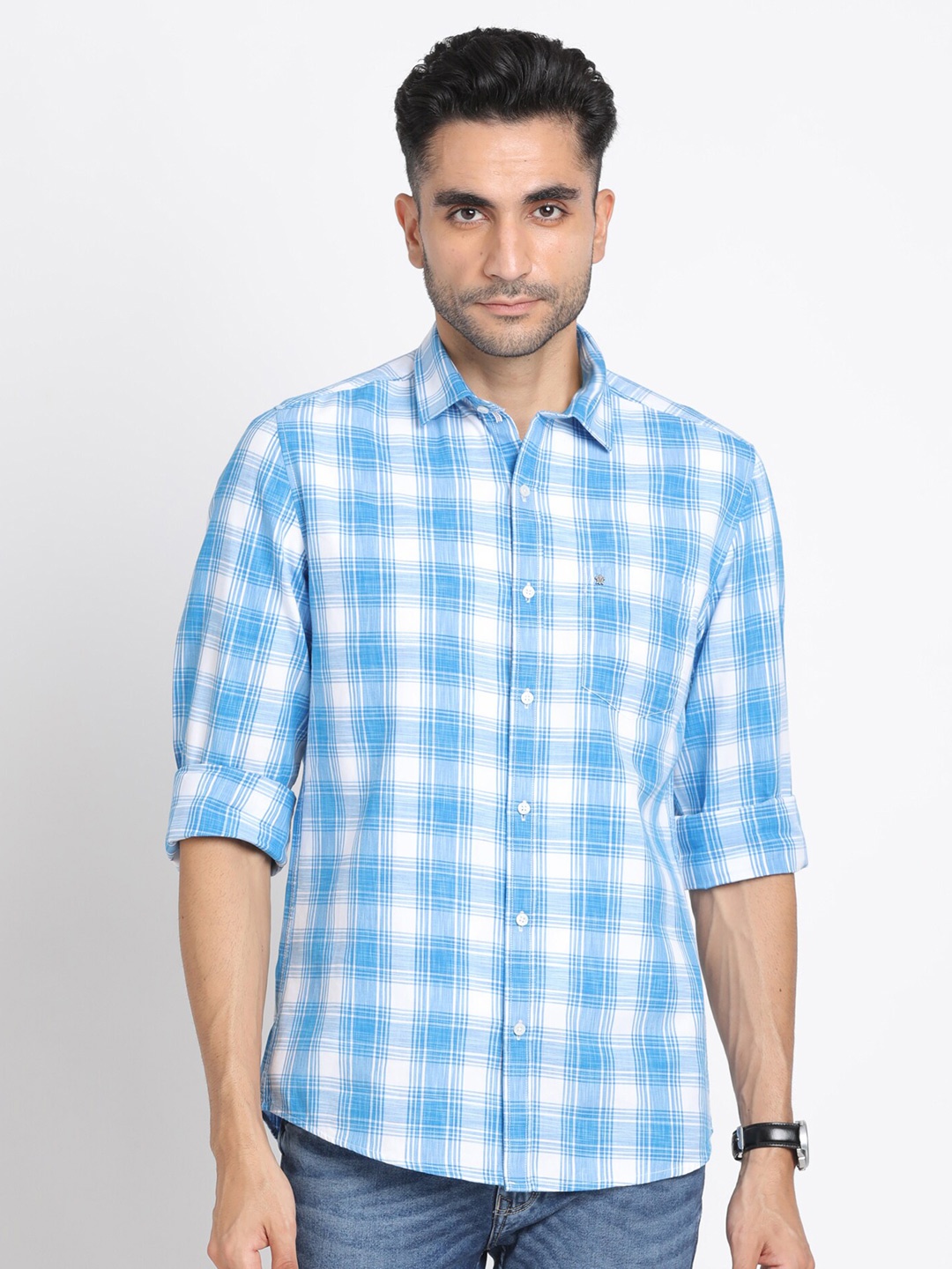 

Turtle Relaxed Regular Fit Checked Casual Shirt, Blue