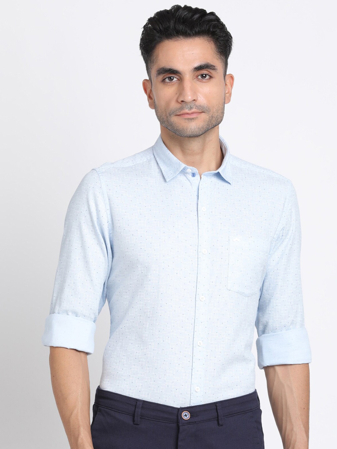 

Turtle Relaxed Regular Fit Micro Ditsy Printed Casual Shirt, Blue