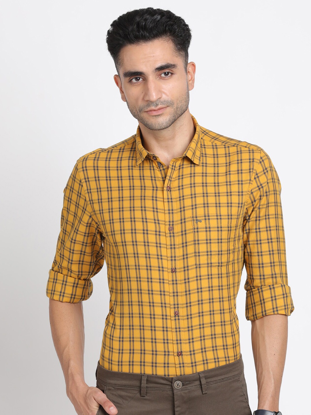 

Turtle Slim Fit Other Checks Casual Shirt, Yellow