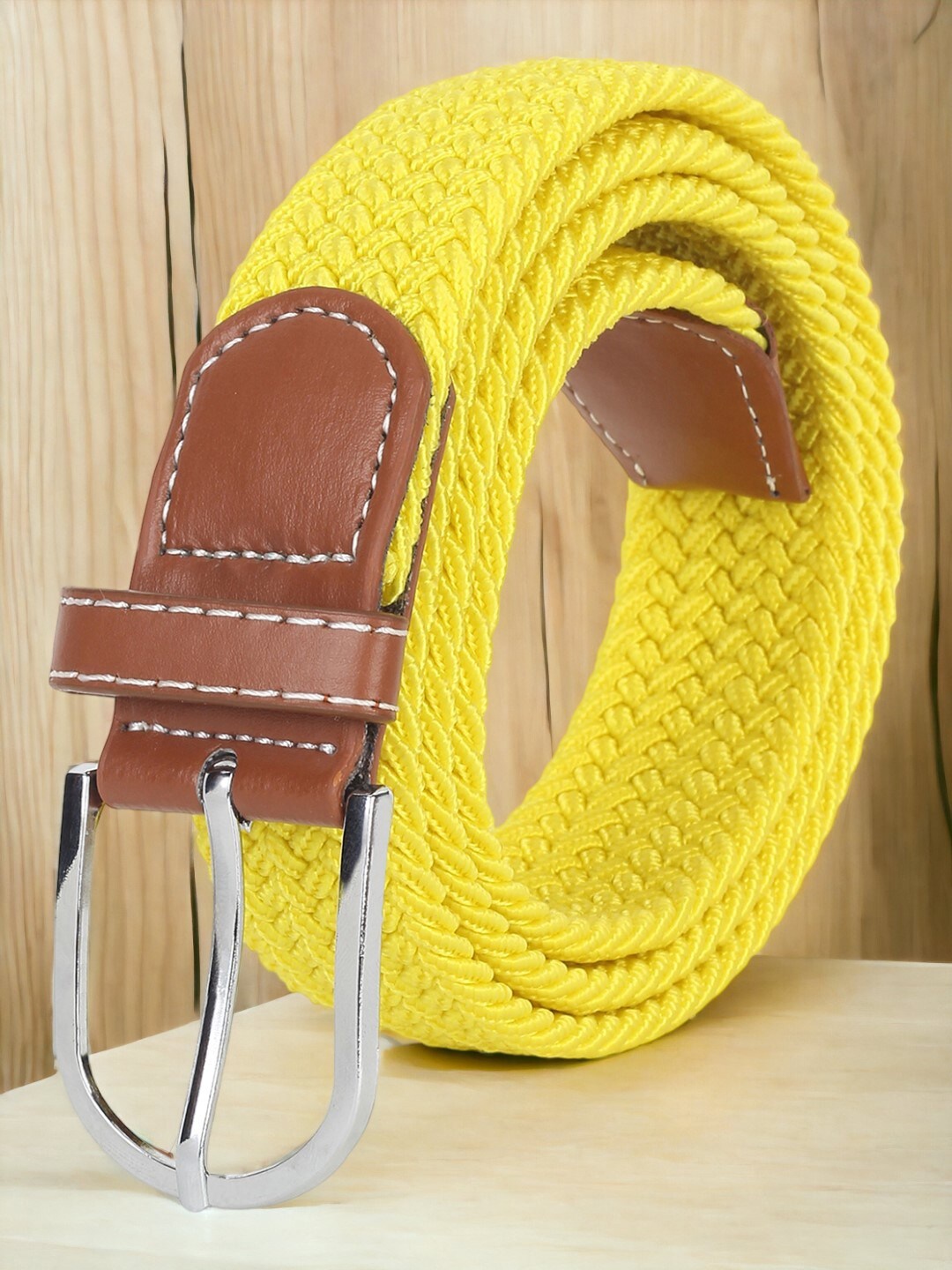 

ZORO Men Textured Stretchable Belt, Yellow