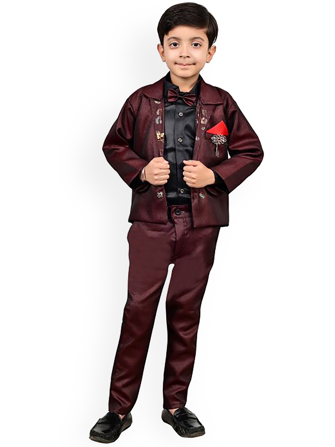 

BAESD Boys Pure Cotton Single-Breasted Three-Piece Suit, Red
