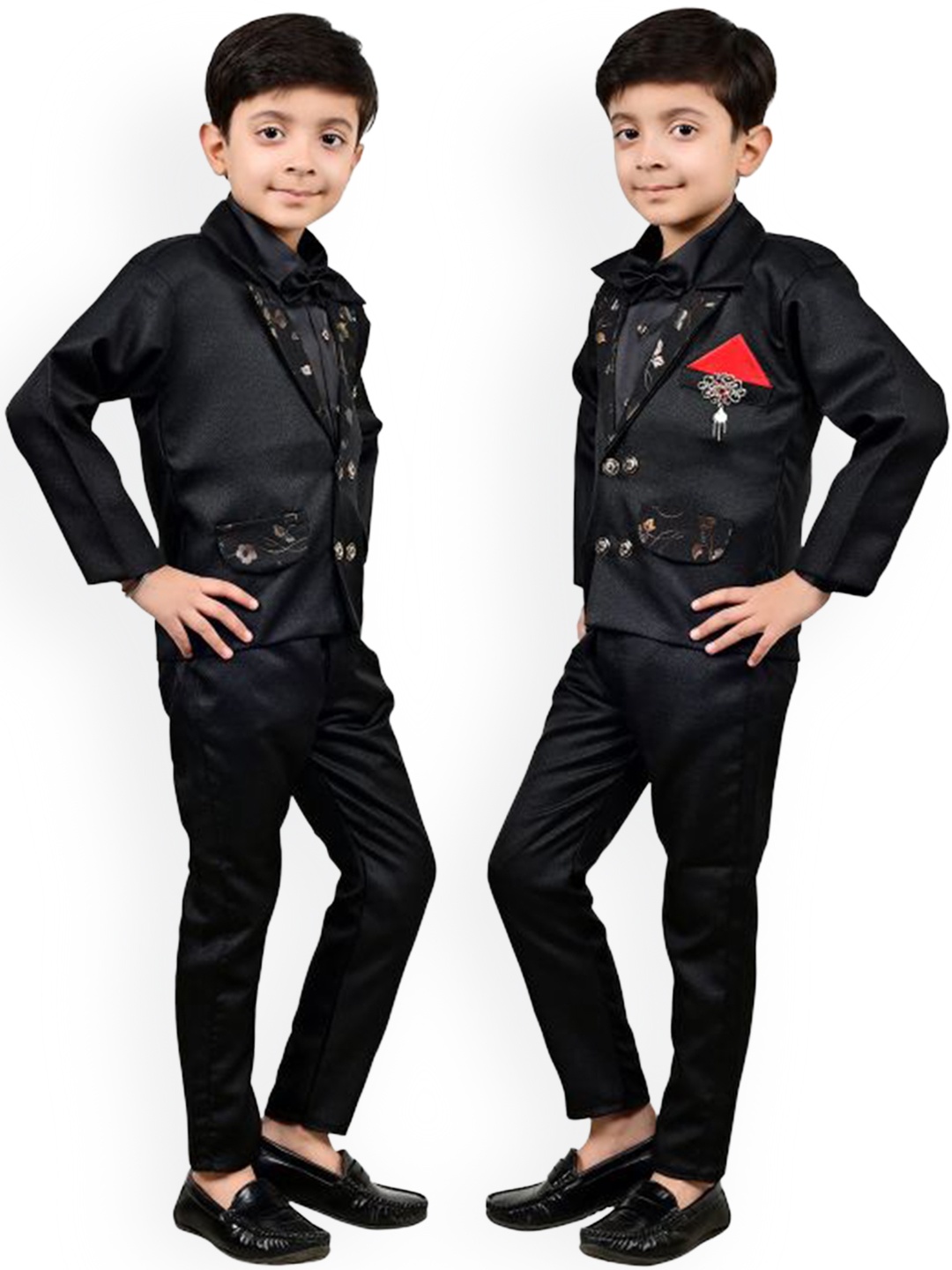 

BAESD Pure Cotton 3-Piece Double Breasted Suit Set, Black