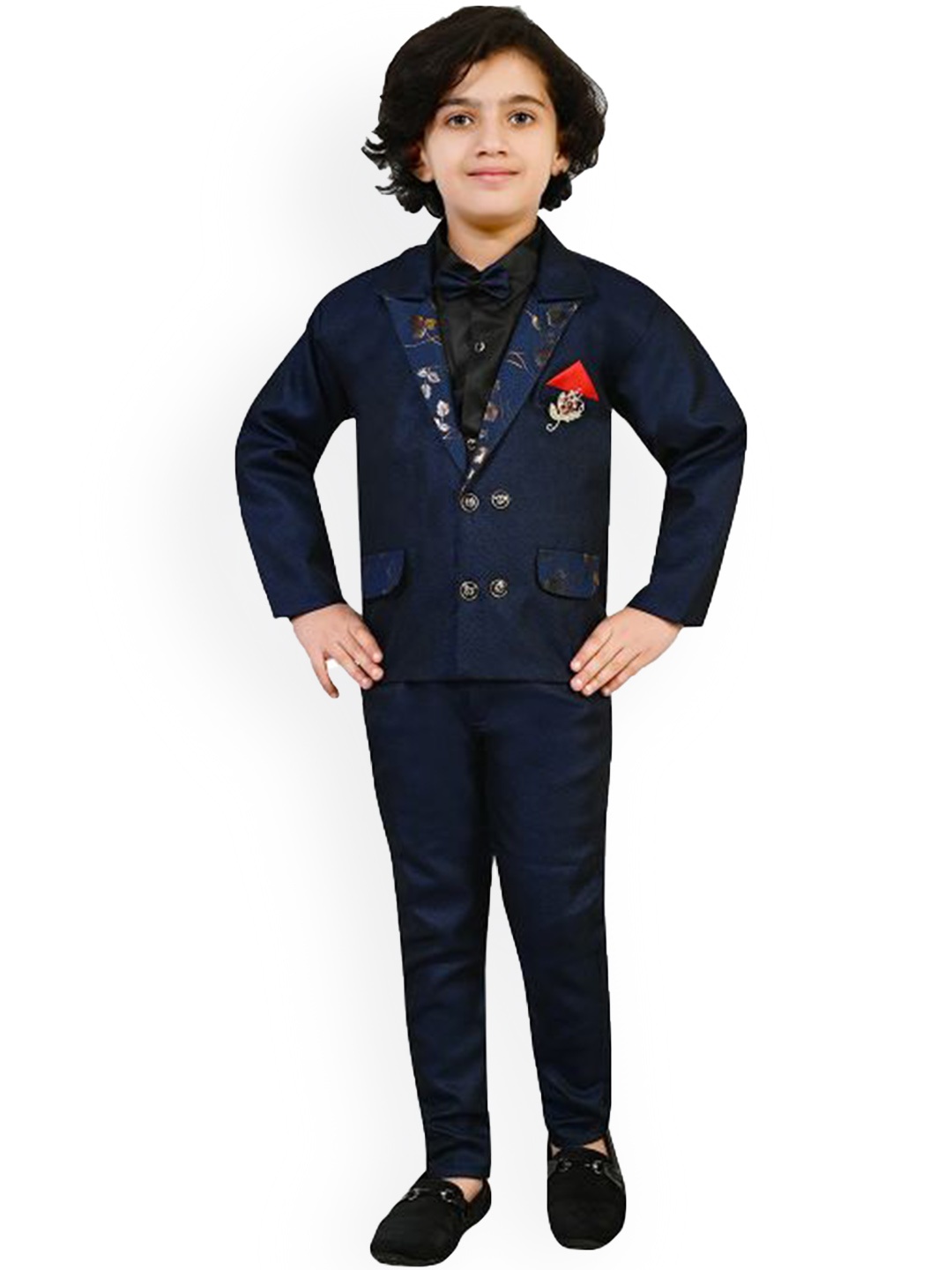 

BAESD Boys 3-Piece Double Breasted Pure Cotton Suit, Navy blue